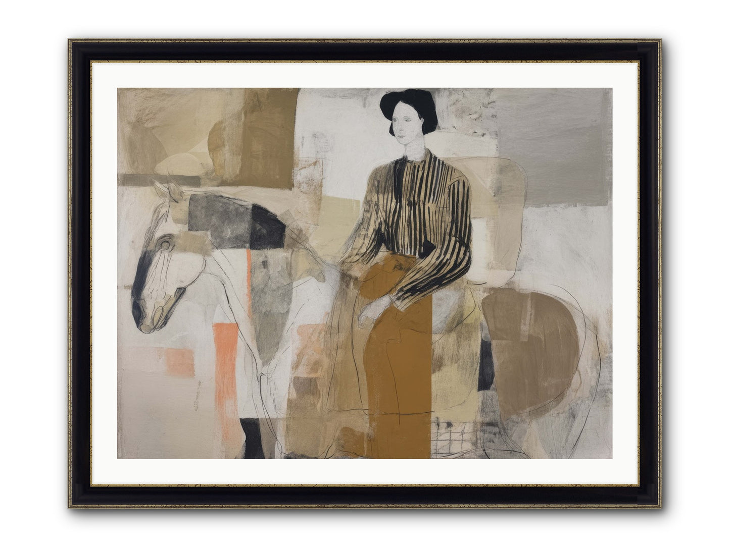 The Moment Stretched Infinite Framed Print - Black & Gold 40x30