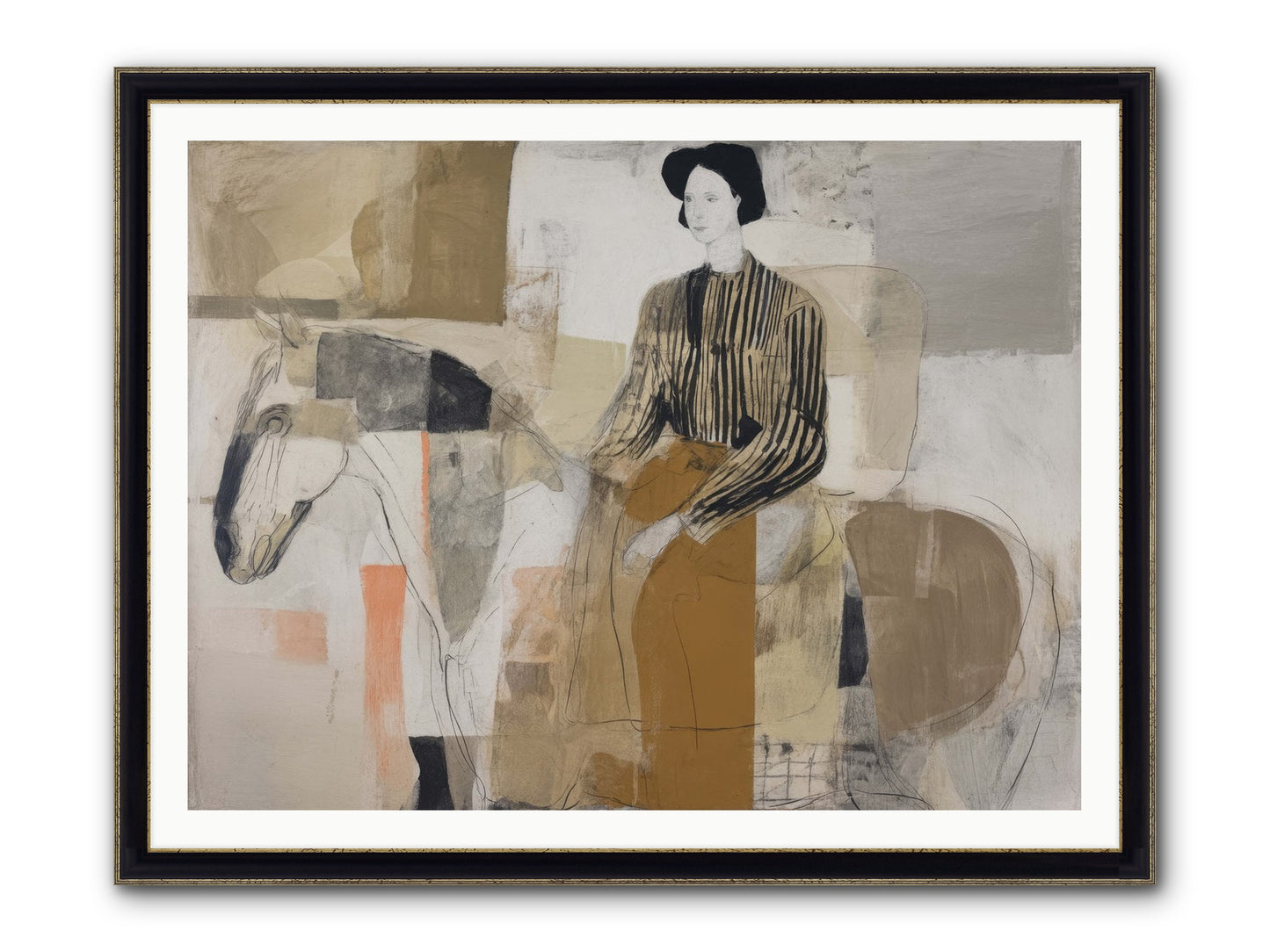 The Moment Stretched Infinite Framed Print - Black & Gold 48x36