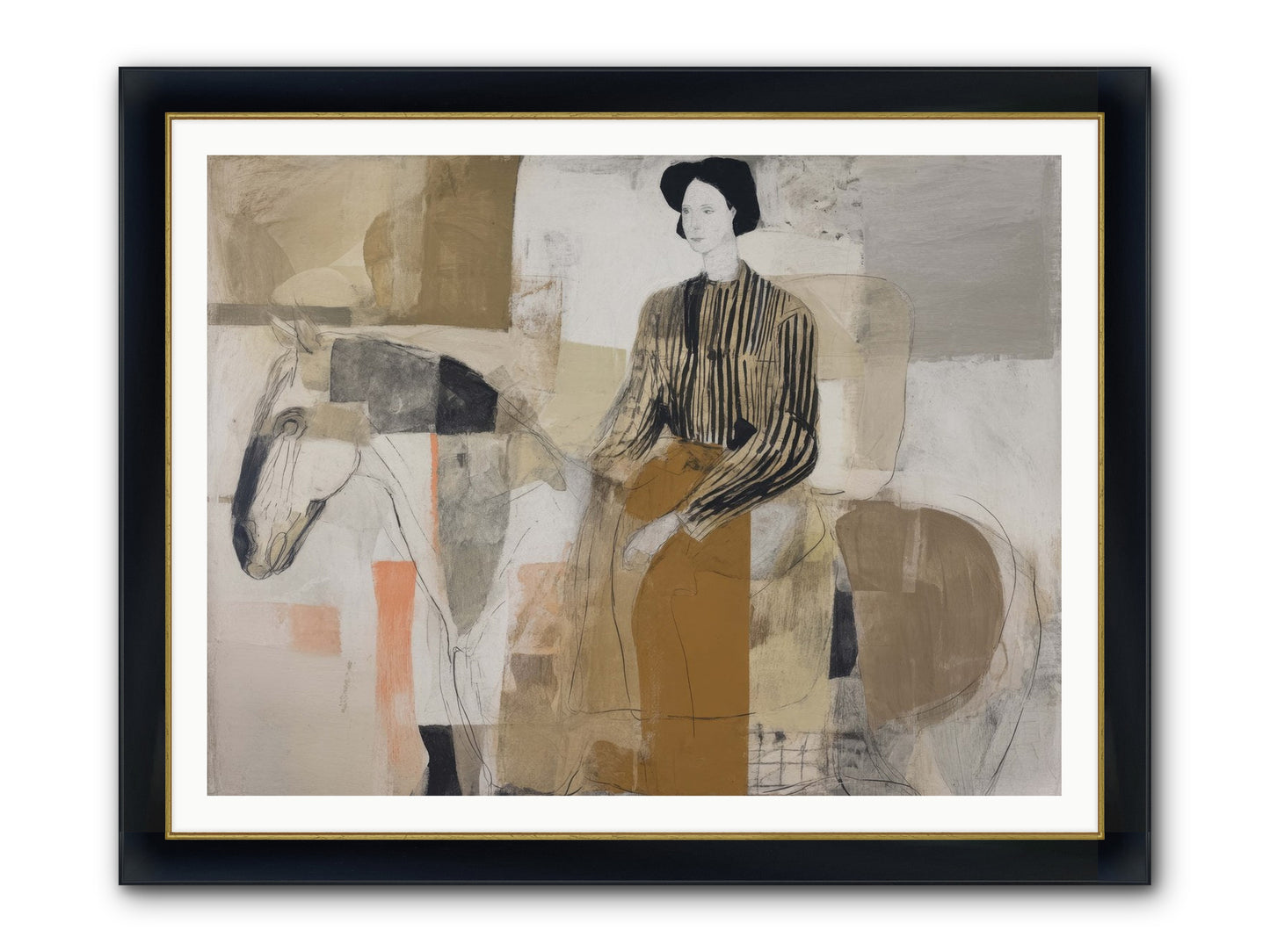 The Moment Stretched Infinite Framed Print - Wide Black w/Gold 48x36