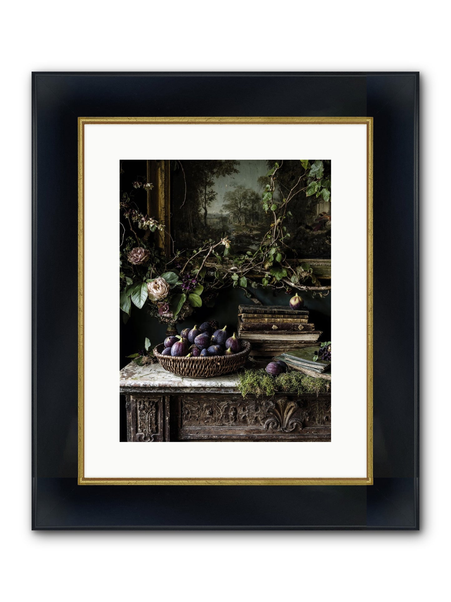 The Muted Sonnet Framed Print - Wide Black w/Gold 12x16