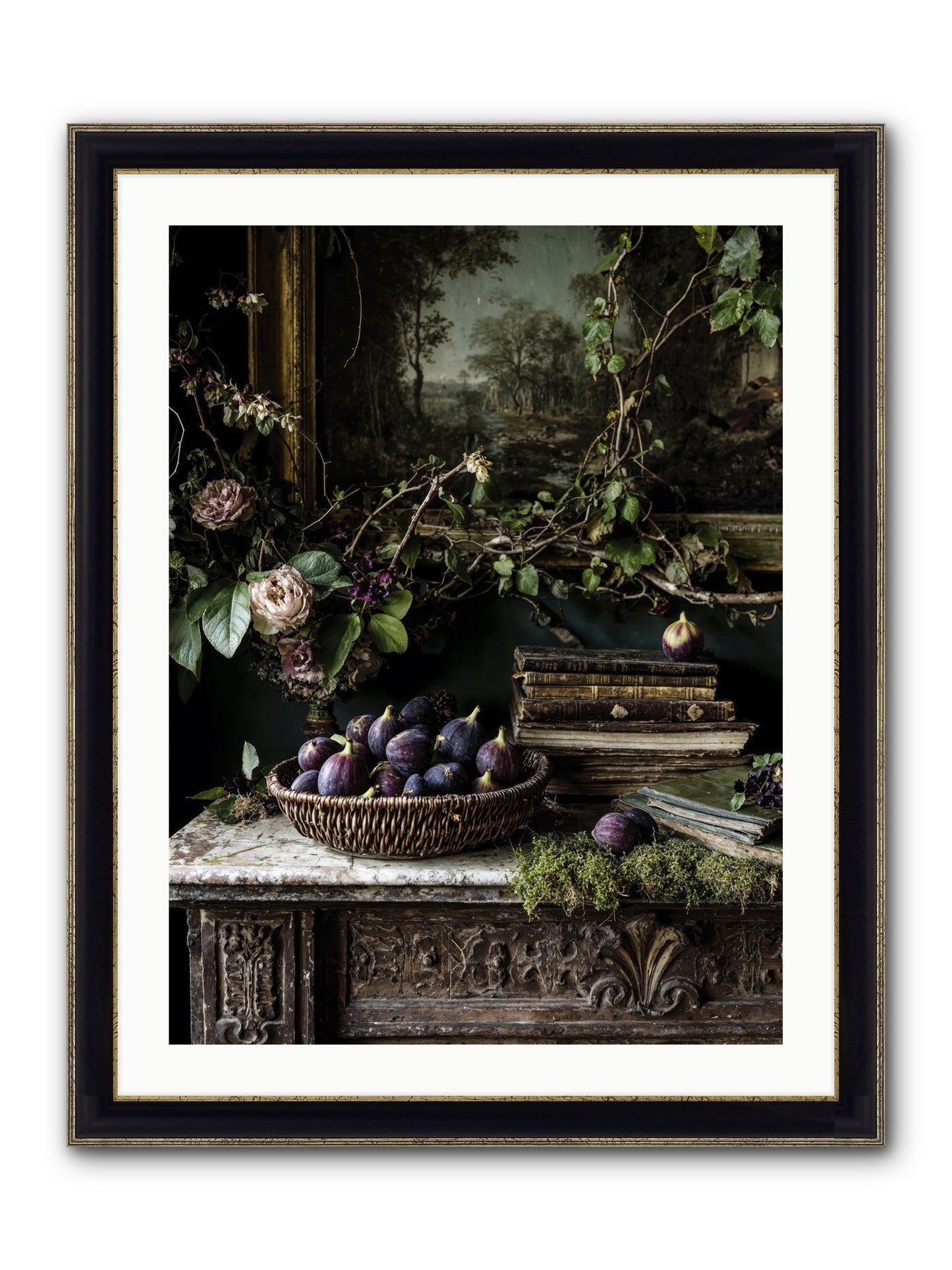 The Muted Sonnet Framed Print - Black & Gold 24x32