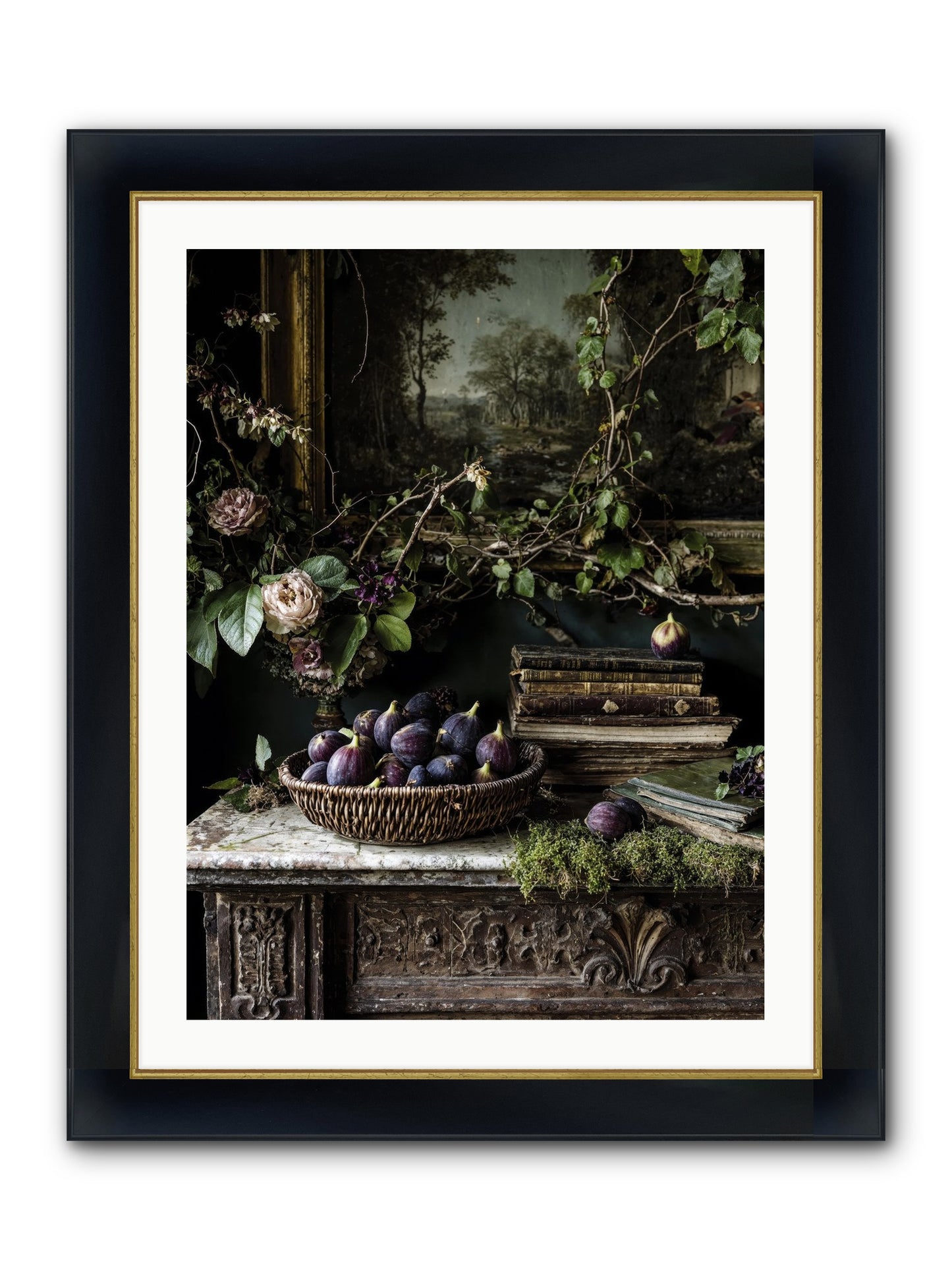 The Muted Sonnet Framed Print - Wide Black w/Gold 24x32