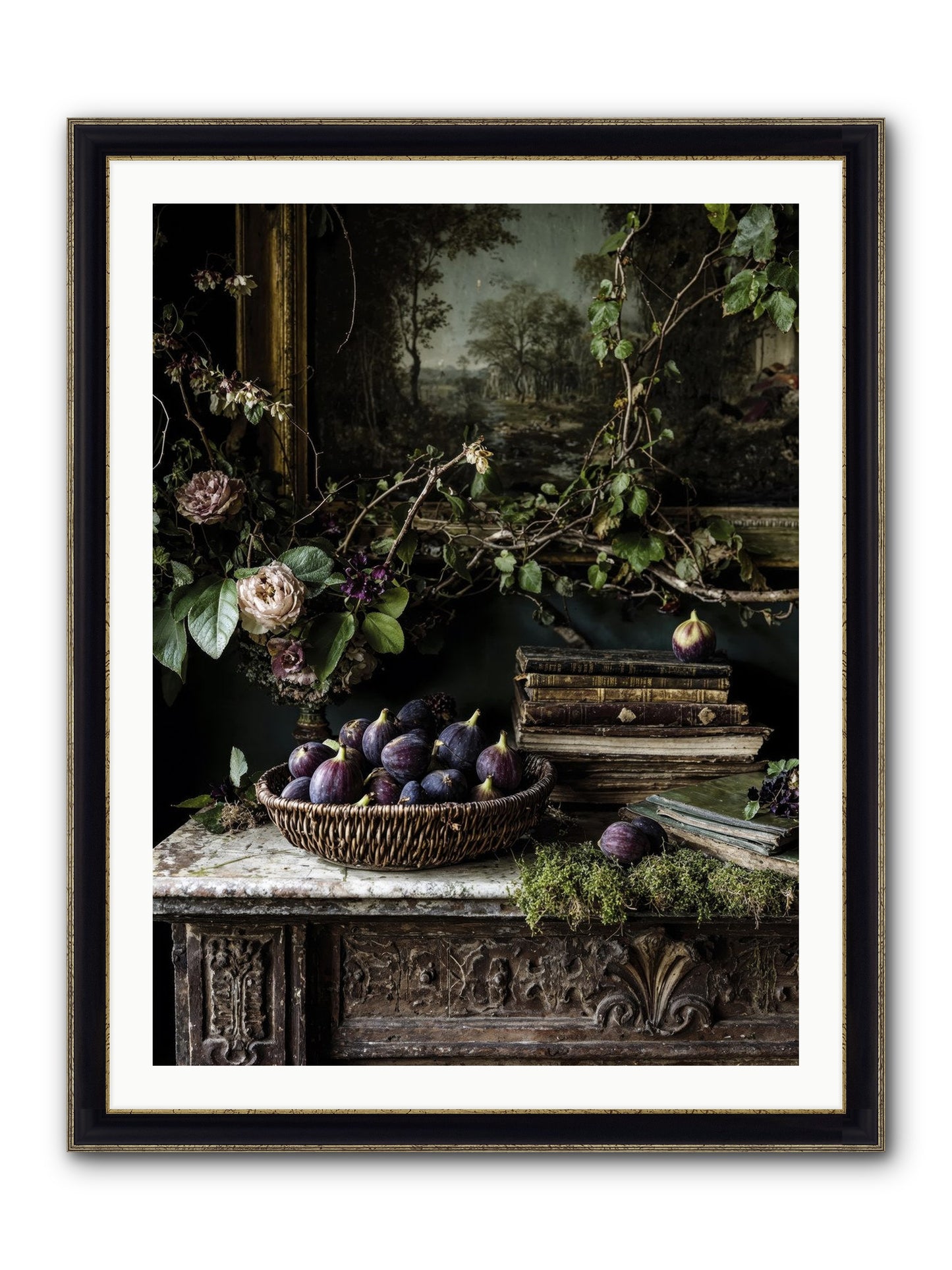 The Muted Sonnet Framed Print - Black & Gold 30x40