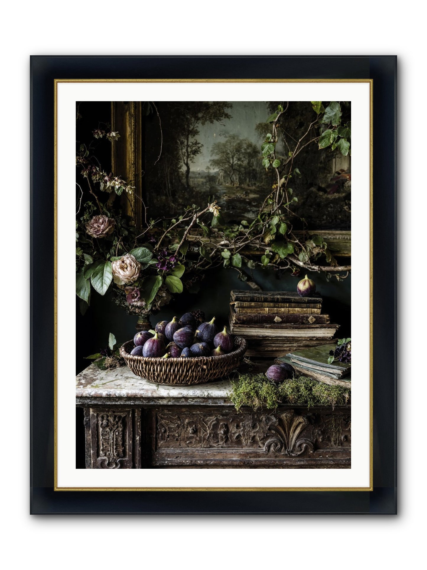The Muted Sonnet Framed Print - Wide Black w/Gold 30x40