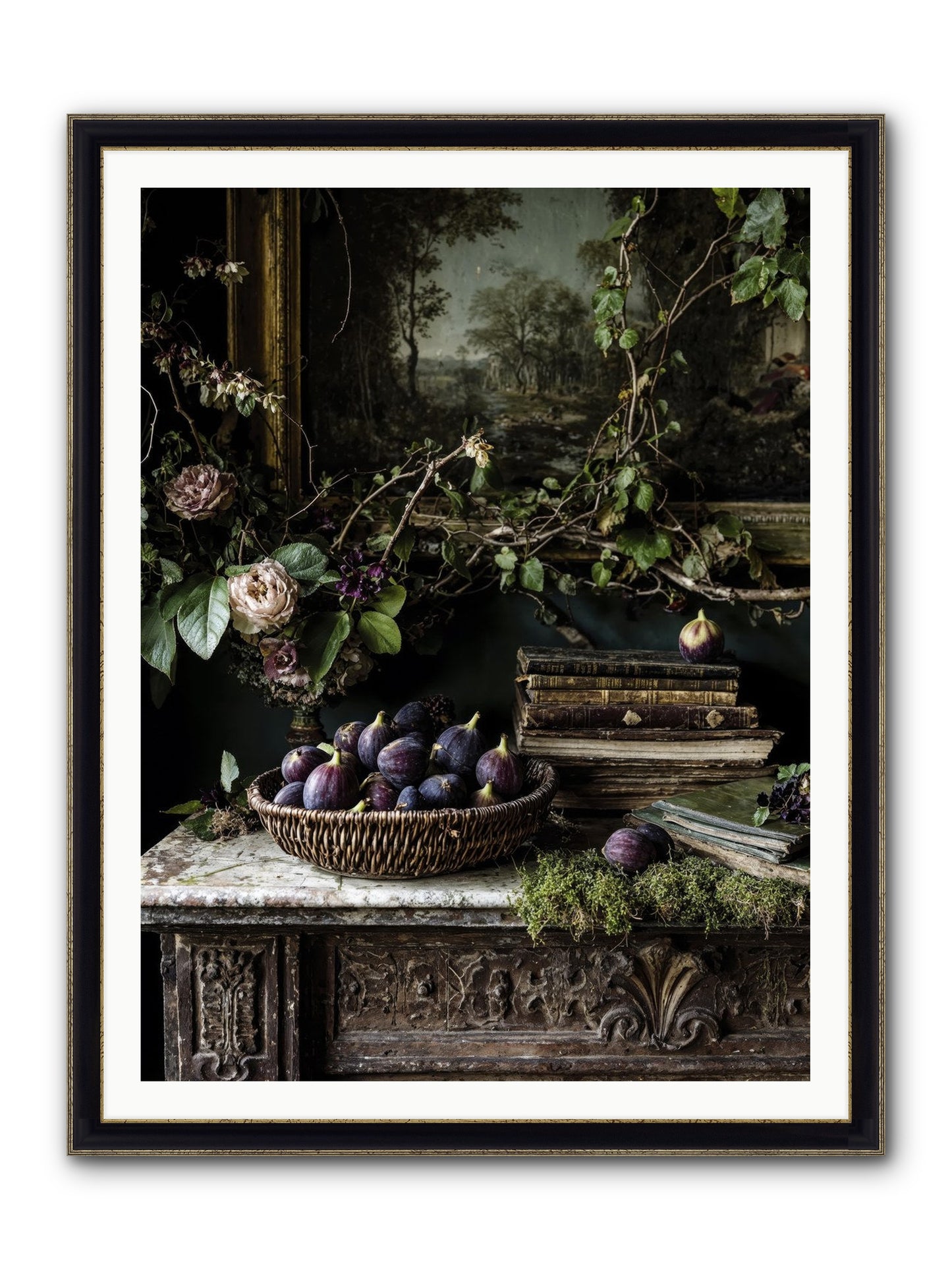 The Muted Sonnet Framed Print - Black & Gold 36x48