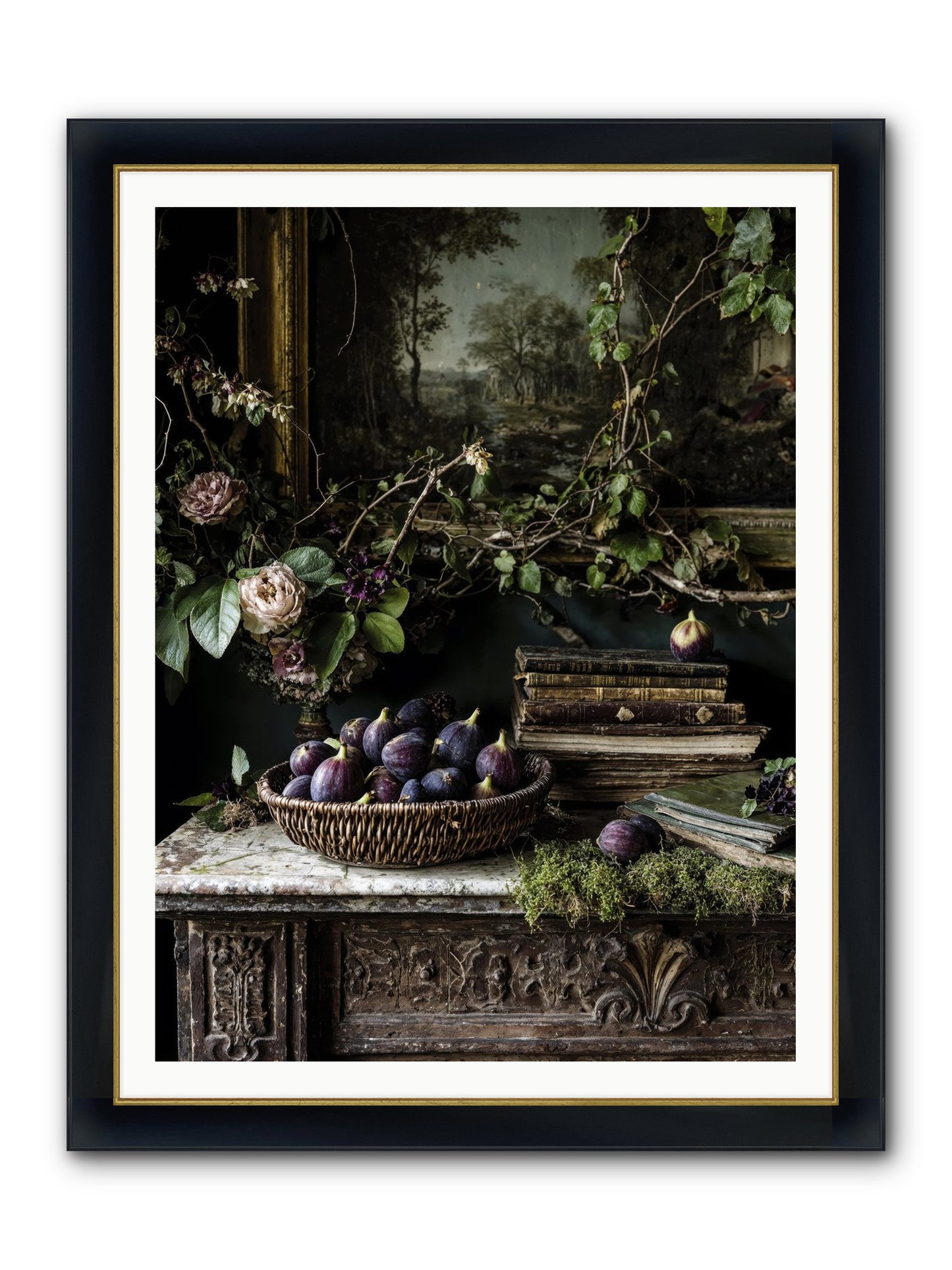 The Muted Sonnet Framed Print - Wide Black w/Gold 36x48