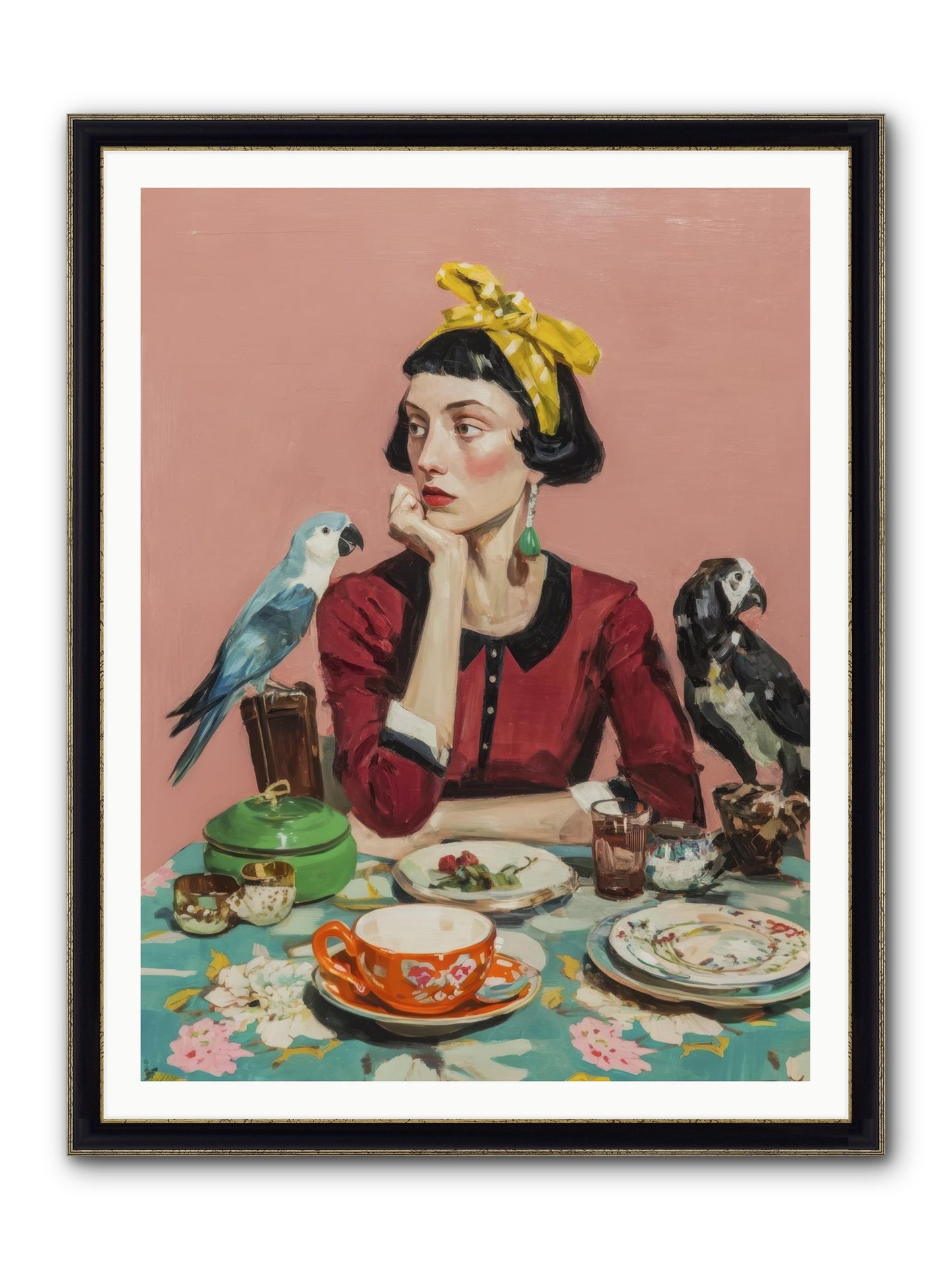 The Naturalist's Evening Ritual Framed Print - Black & Gold 36x48