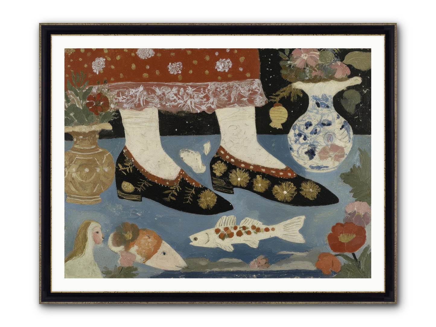 The Night We Sailed To Elsewhere Framed Print - Black & Gold 48x36