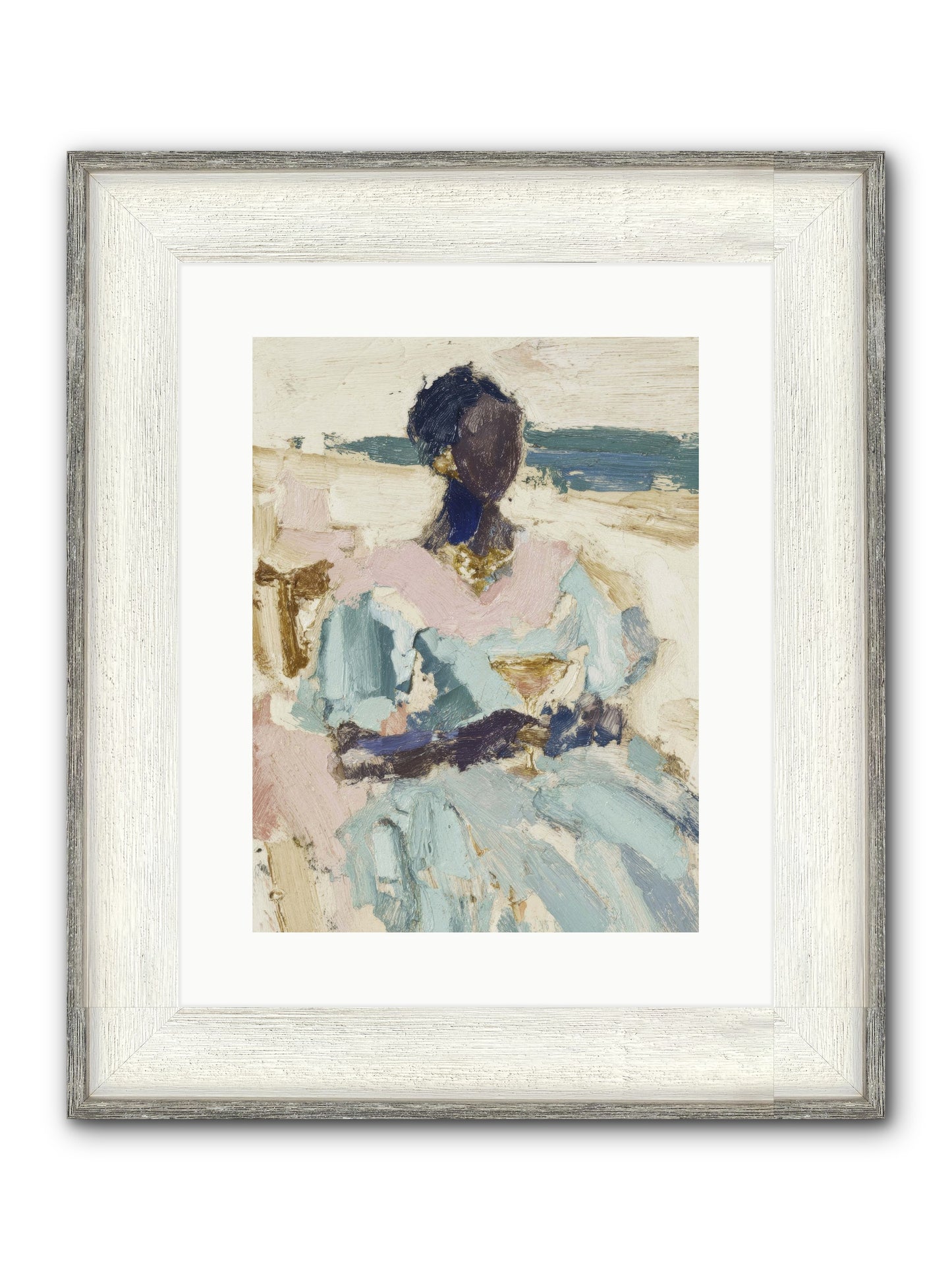 The Ocean's Gentle Boundary Framed Print - Driftwood White 12x16