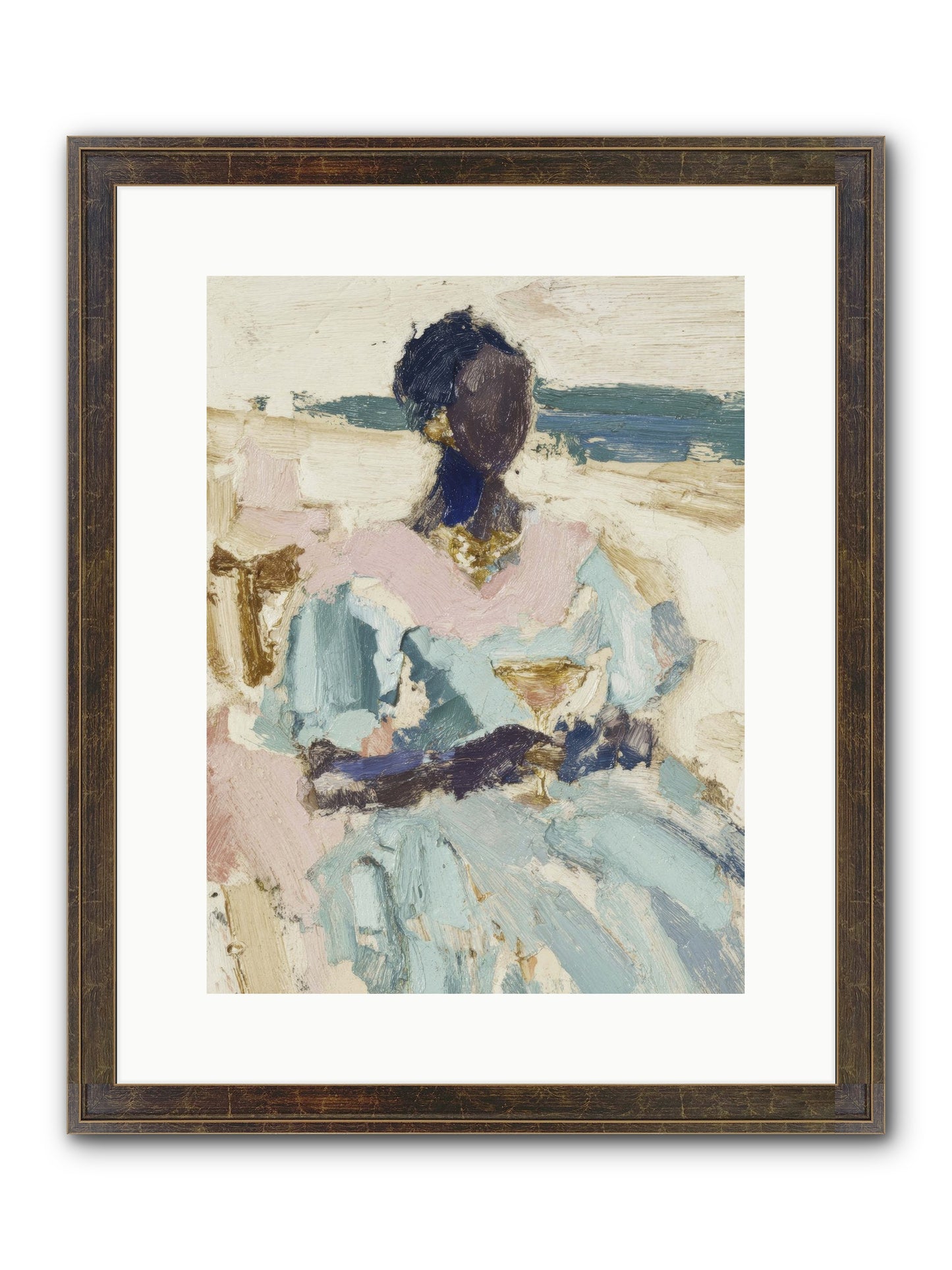 The Ocean's Gentle Boundary Framed Print - Slimwoods Black/Gold 12x16