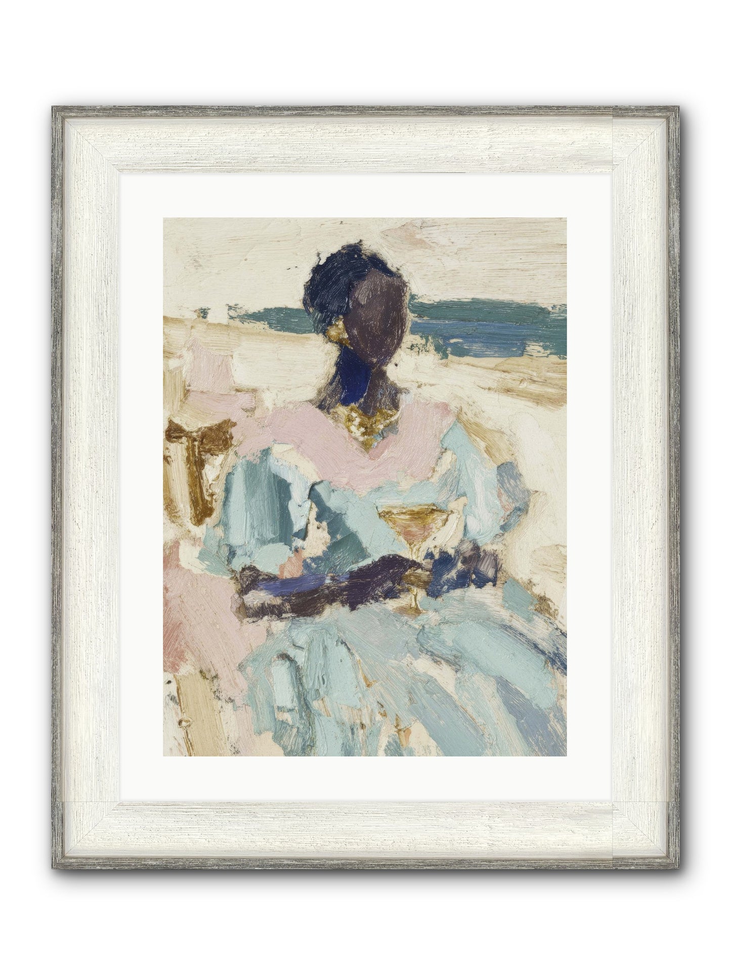 The Ocean's Gentle Boundary Framed Print - Driftwood White 18x24