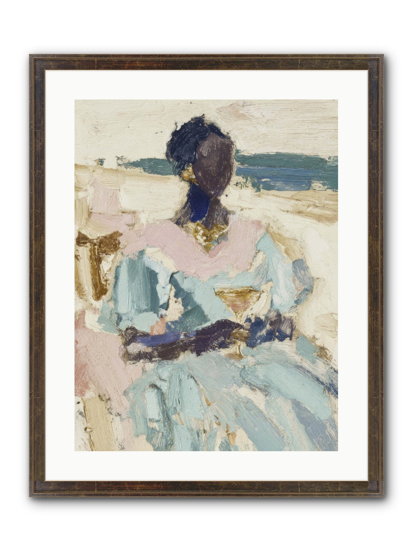 The Ocean's Gentle Boundary Framed Print - Slimwoods Black/Gold 18x24