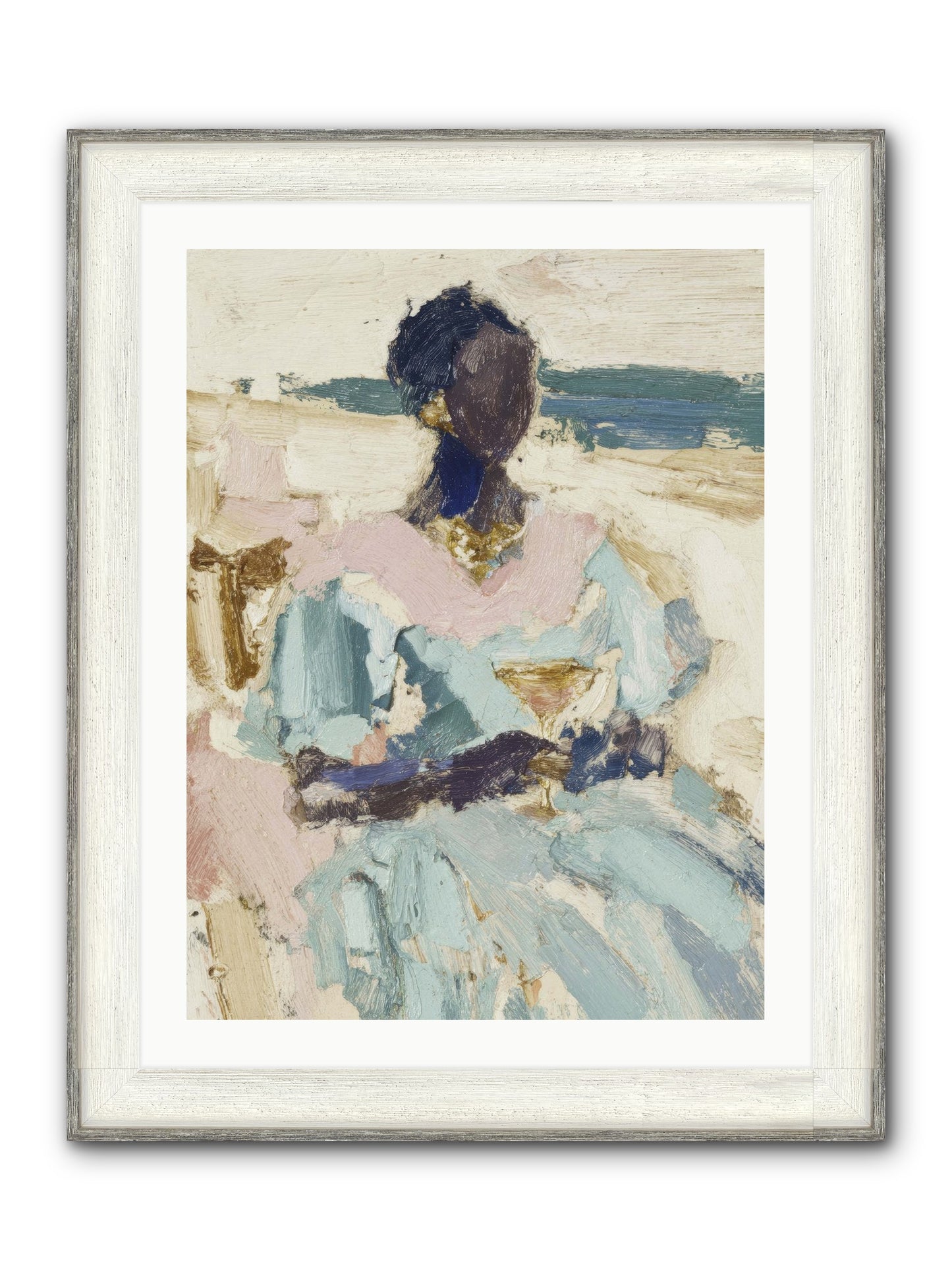 The Ocean's Gentle Boundary Framed Print - Driftwood White 24x32