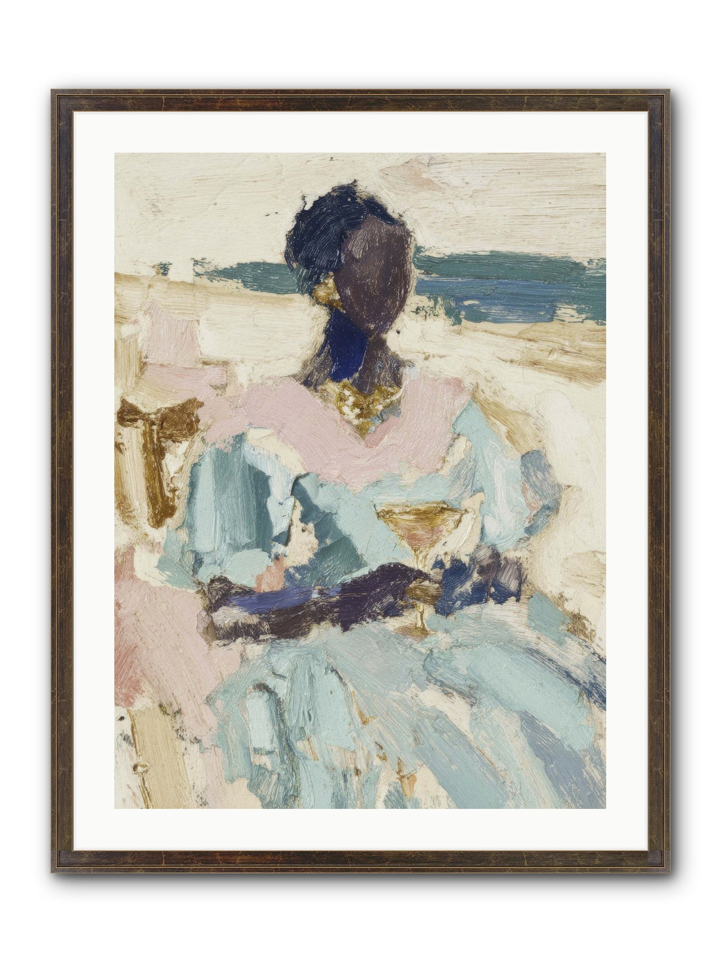 The Ocean's Gentle Boundary Framed Print - Slimwoods Black/Gold 24x32