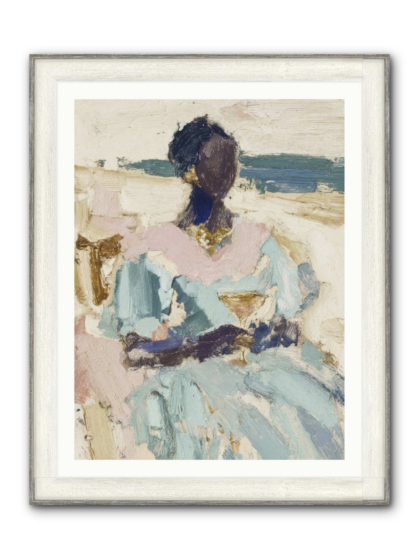 The Ocean's Gentle Boundary Framed Print - Driftwood White 30x40