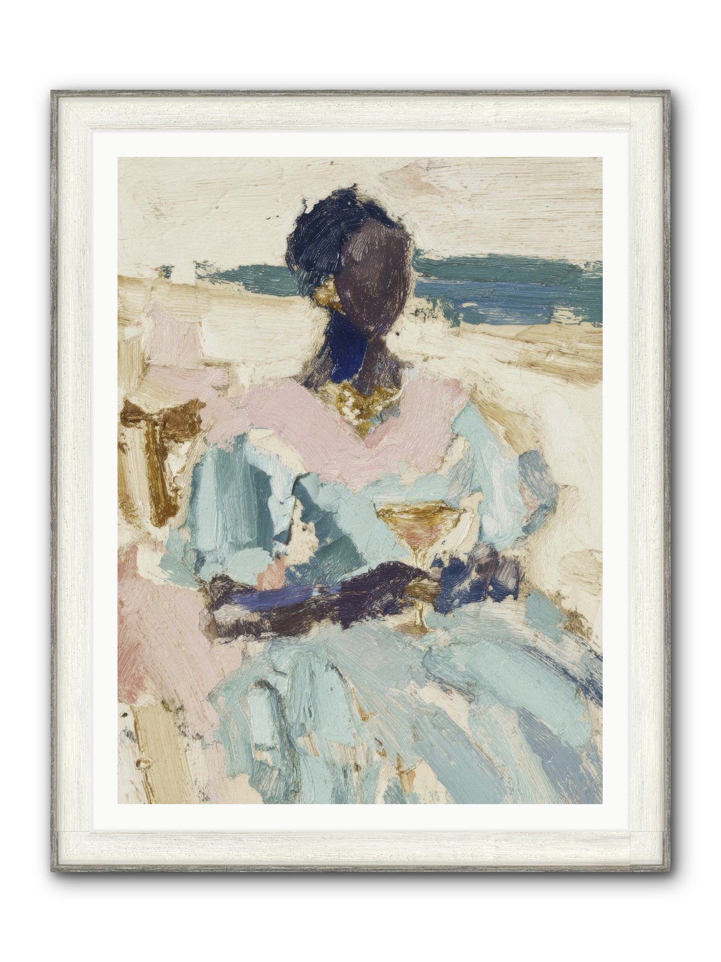The Ocean's Gentle Boundary Framed Print - Driftwood White 36x48