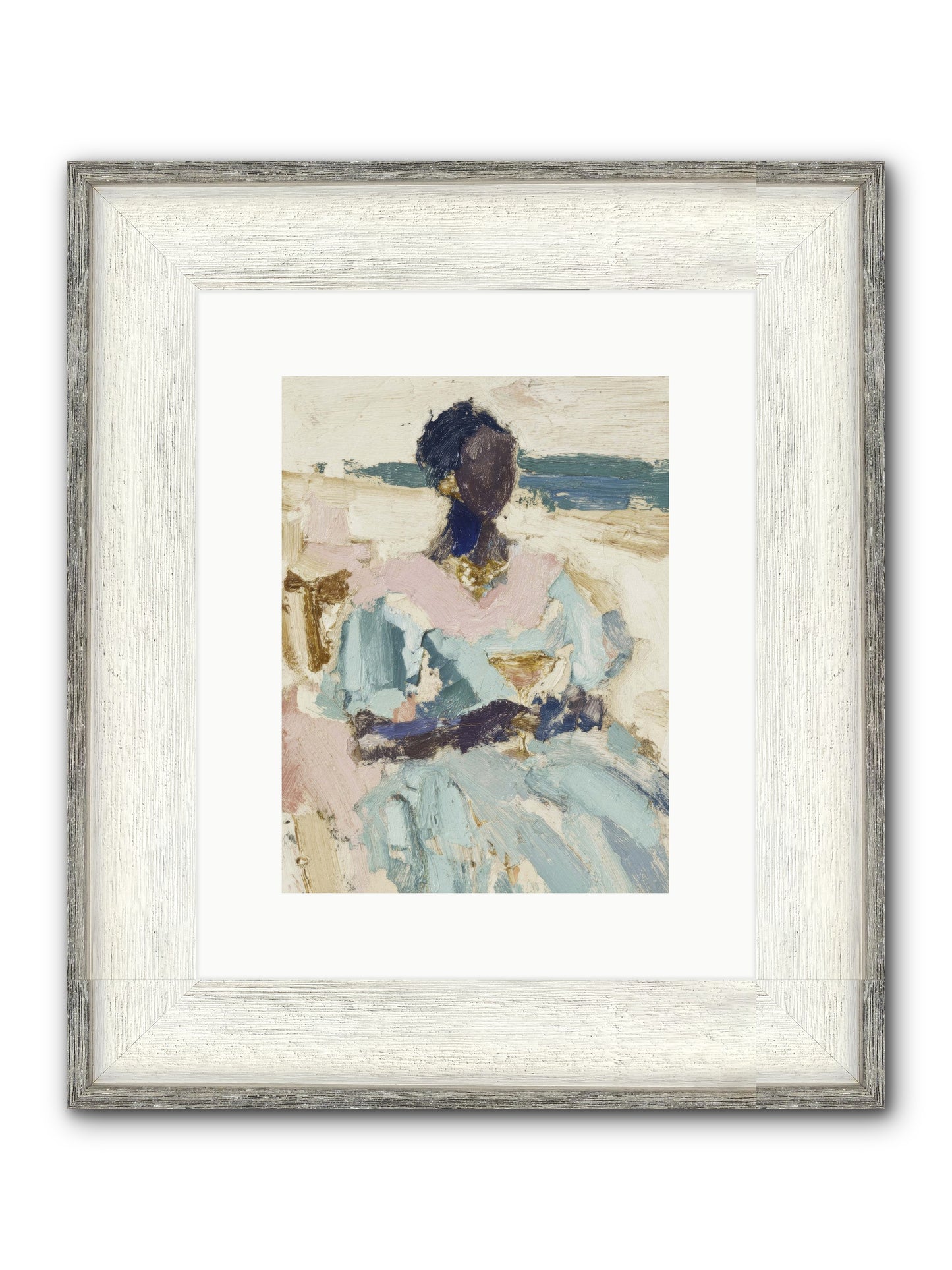 The Ocean's Gentle Boundary Framed Print - Driftwood White 9x12