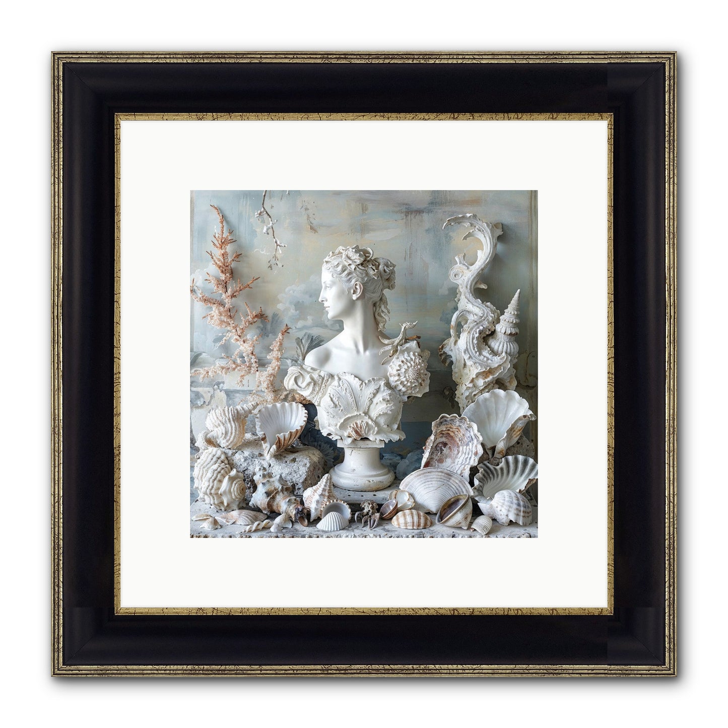The Oyster's Opera Framed Print - Black & Gold 10x10