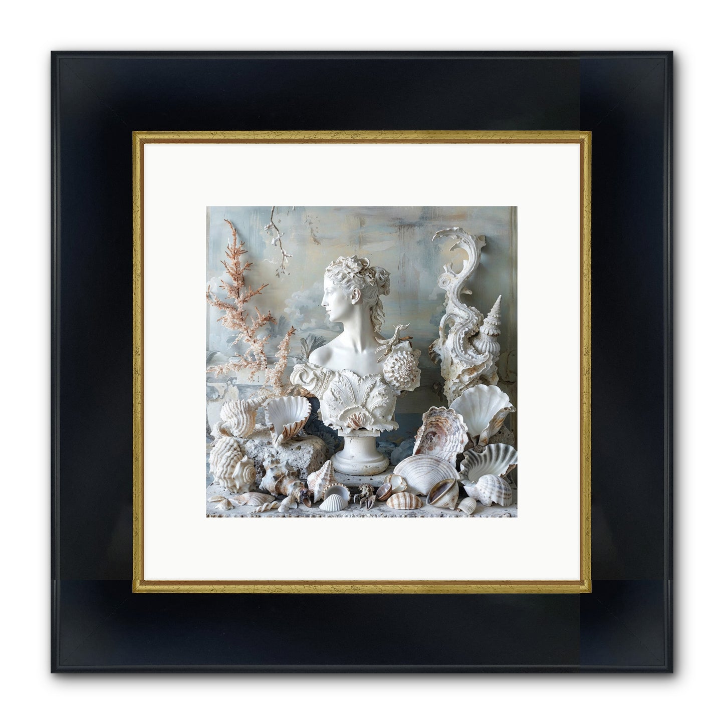 The Oyster's Opera Framed Print - Wide Black w/Gold 10x10