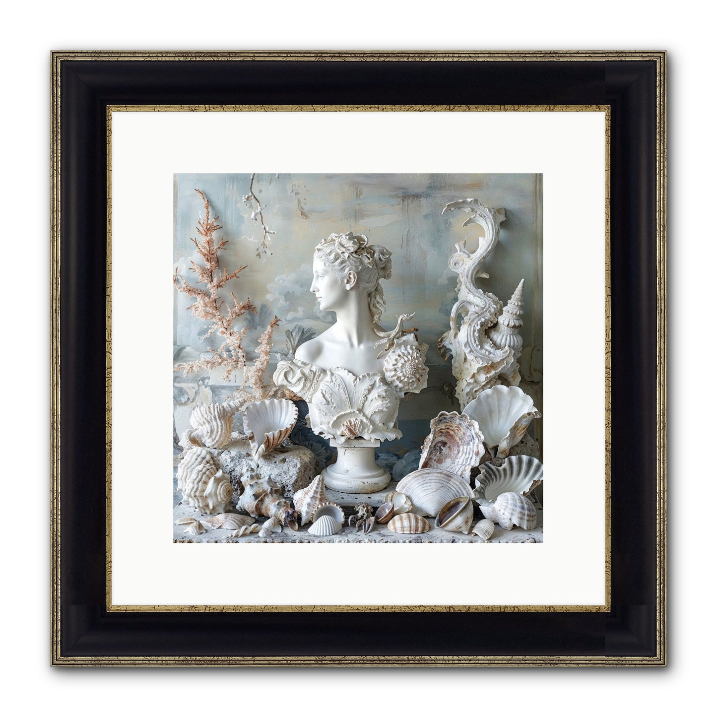 The Oyster's Opera Framed Print - Black & Gold 12x12