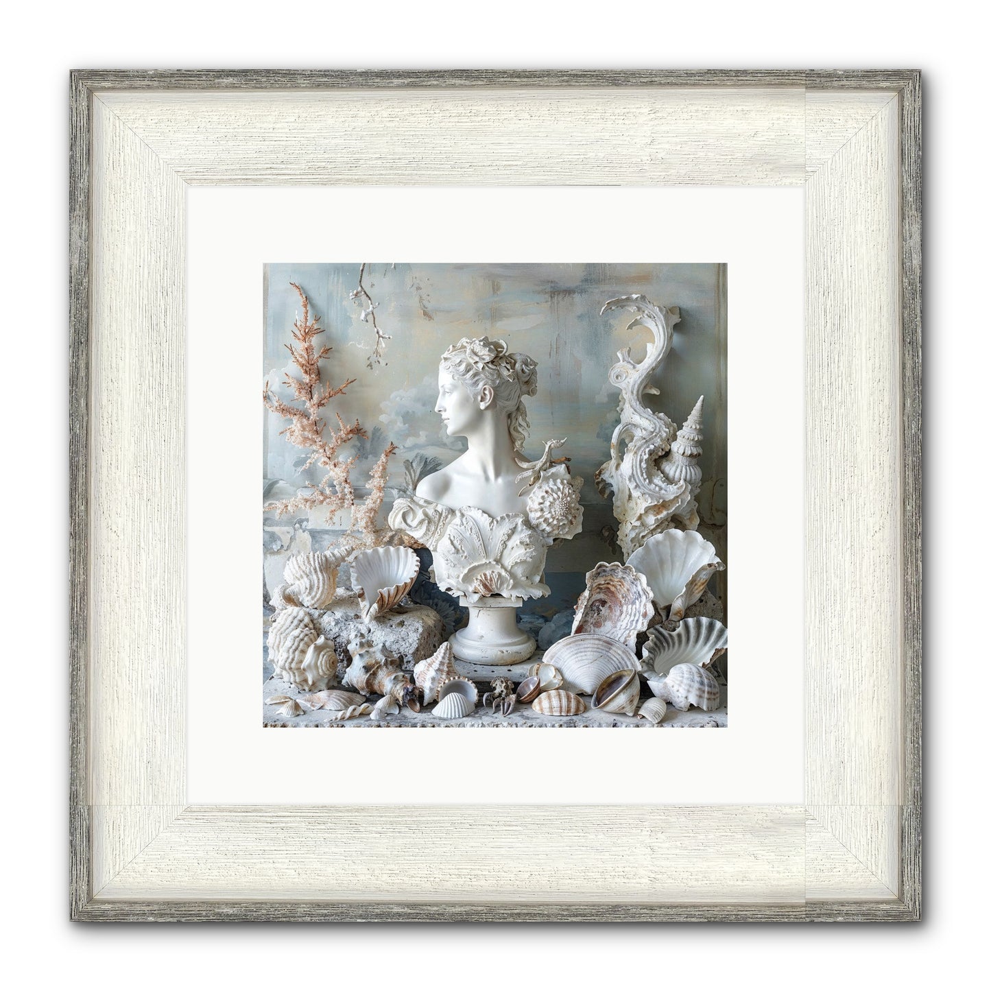 The Oyster's Opera Framed Print - Driftwood White 12x12
