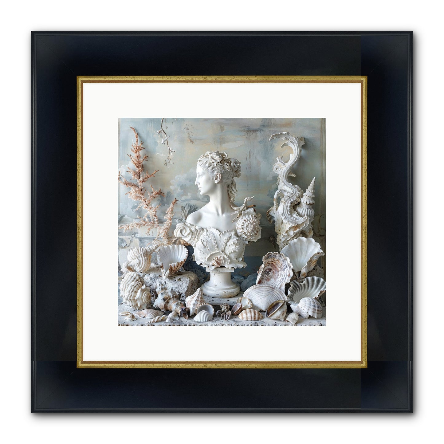 The Oyster's Opera Framed Print - Wide Black w/Gold 12x12