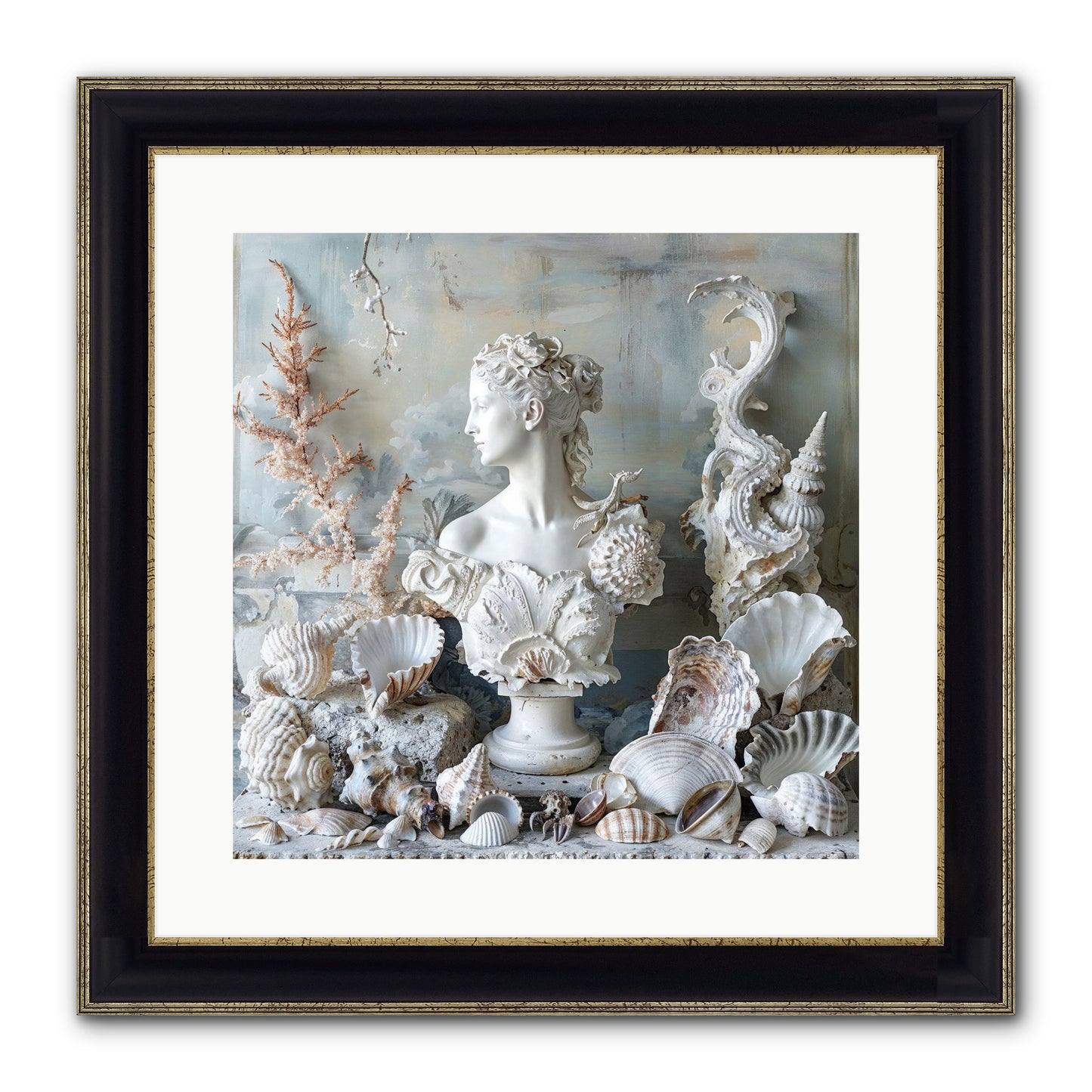The Oyster's Opera Framed Print - Black & Gold 16x16