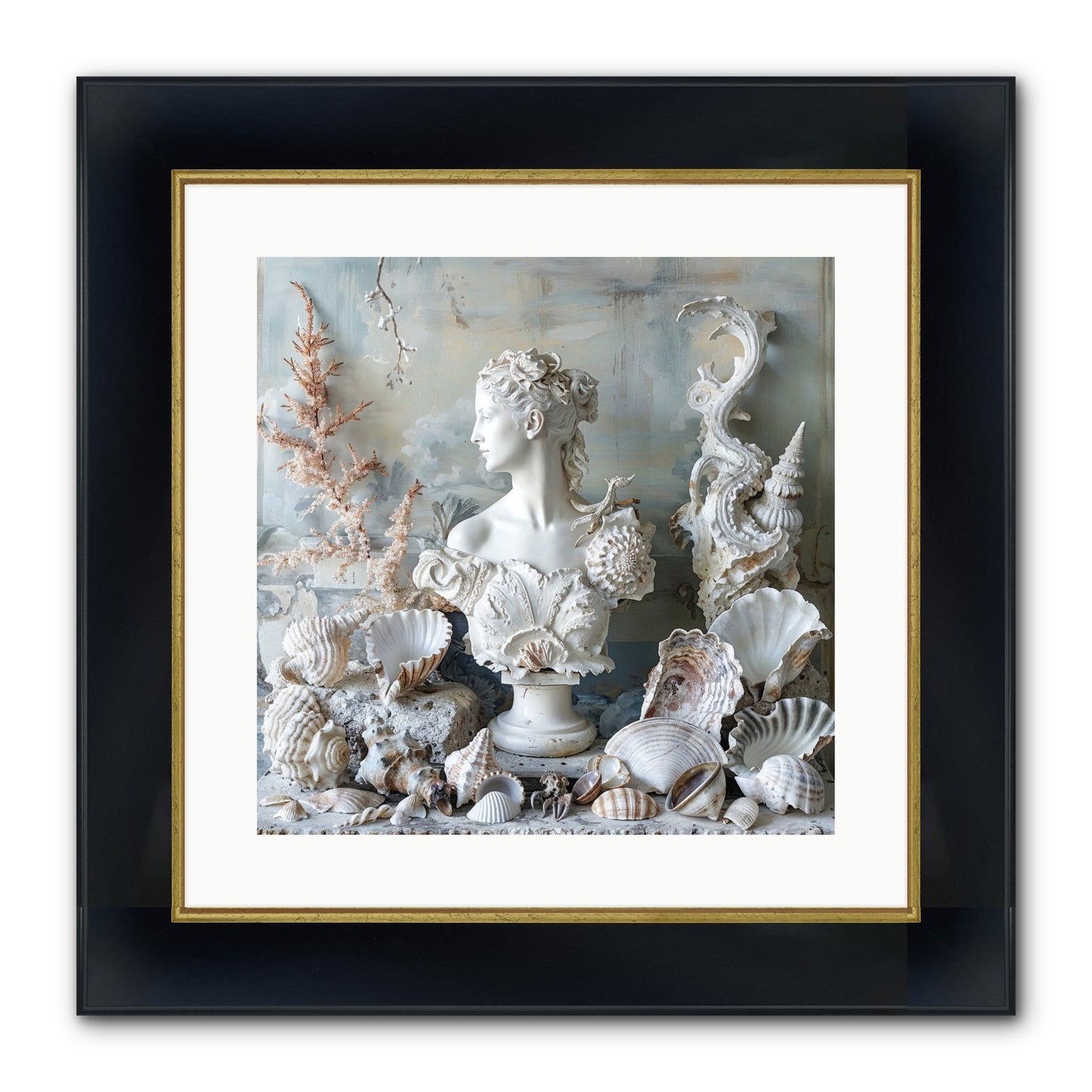 The Oyster's Opera Framed Print - Wide Black w/Gold 16x16