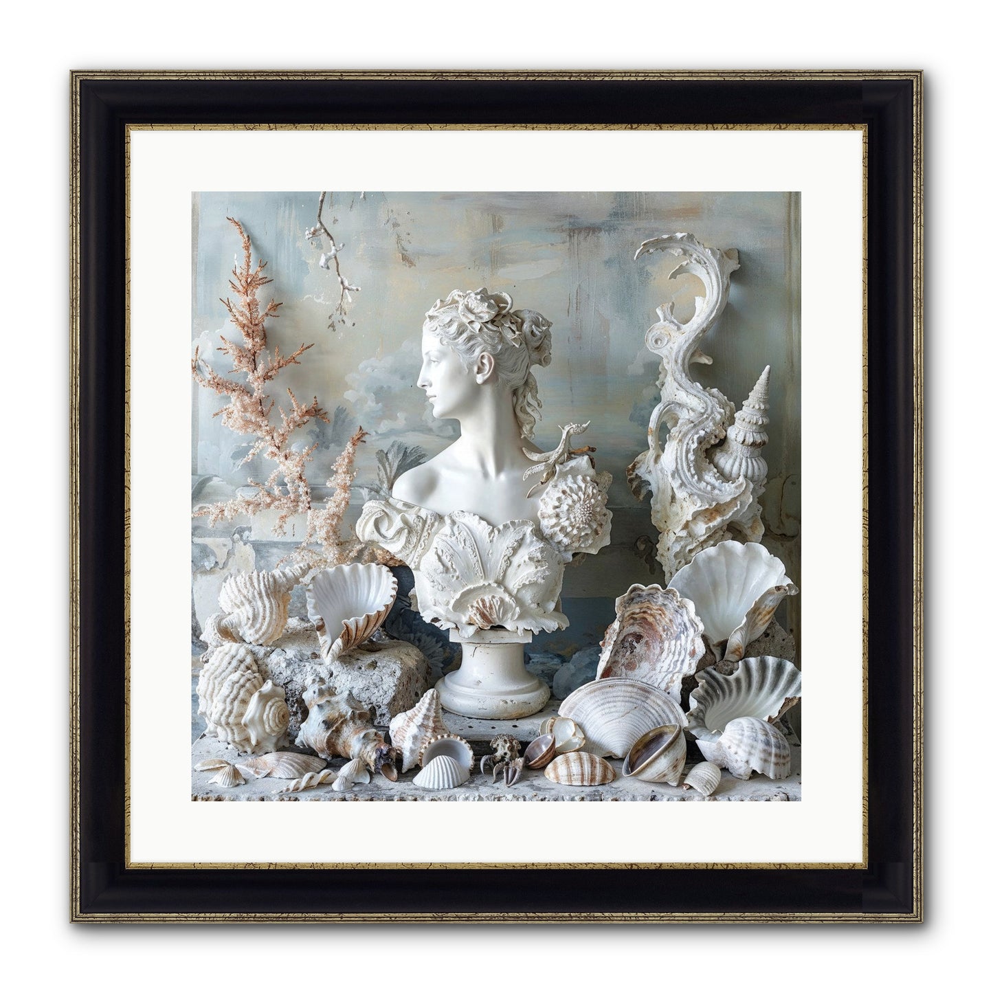 The Oyster's Opera Framed Print - Black & Gold 20x20