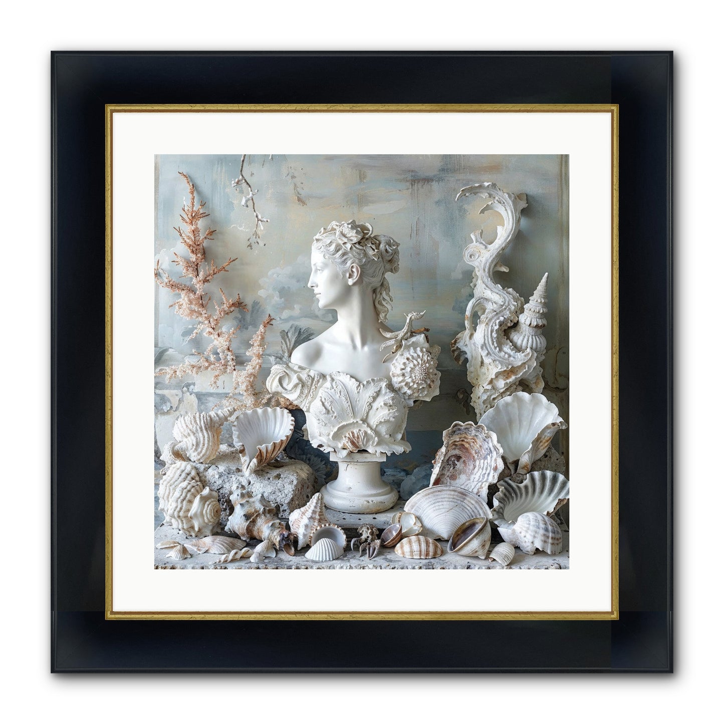 The Oyster's Opera Framed Print - Wide Black w/Gold 20x20