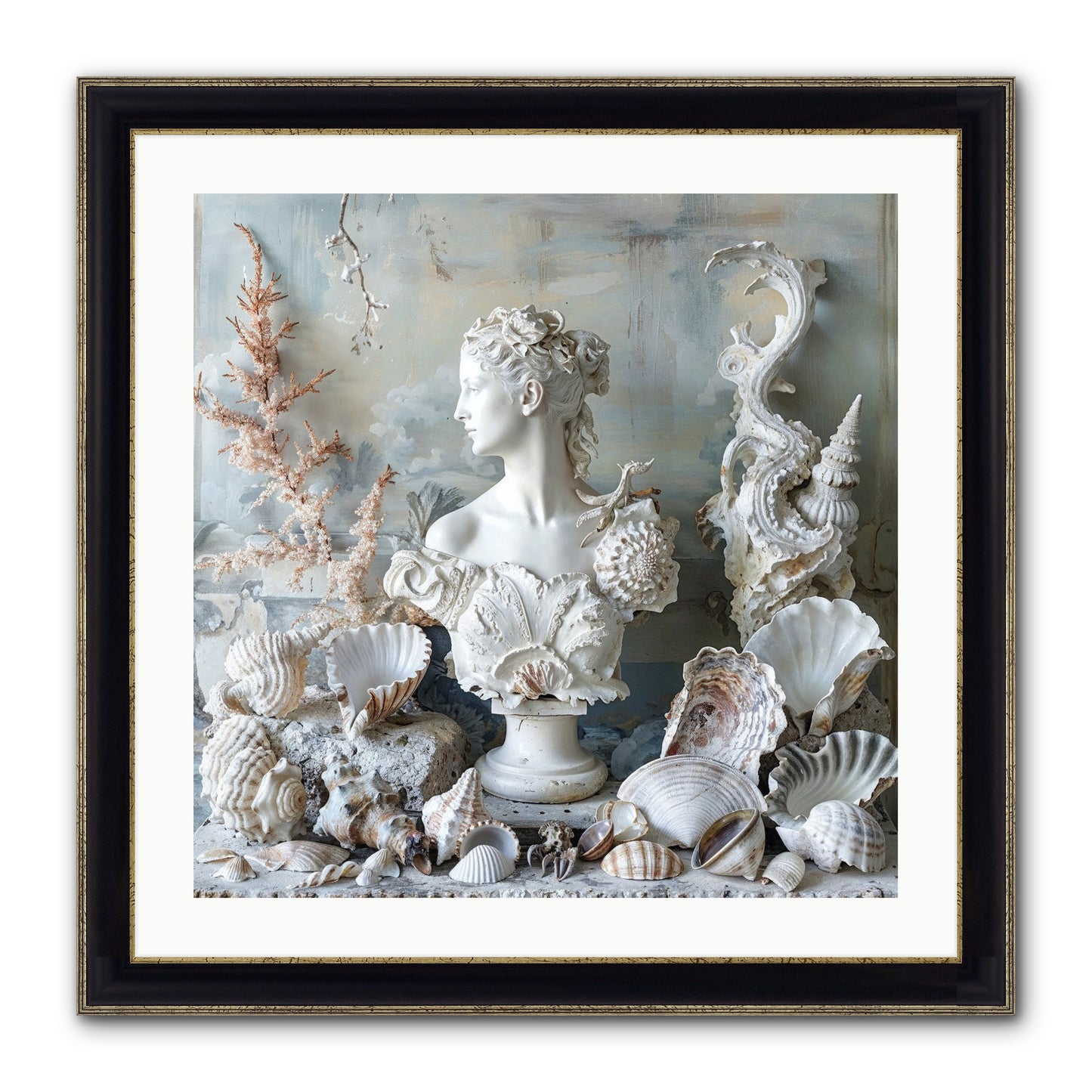 The Oyster's Opera Framed Print - Black & Gold 24x24
