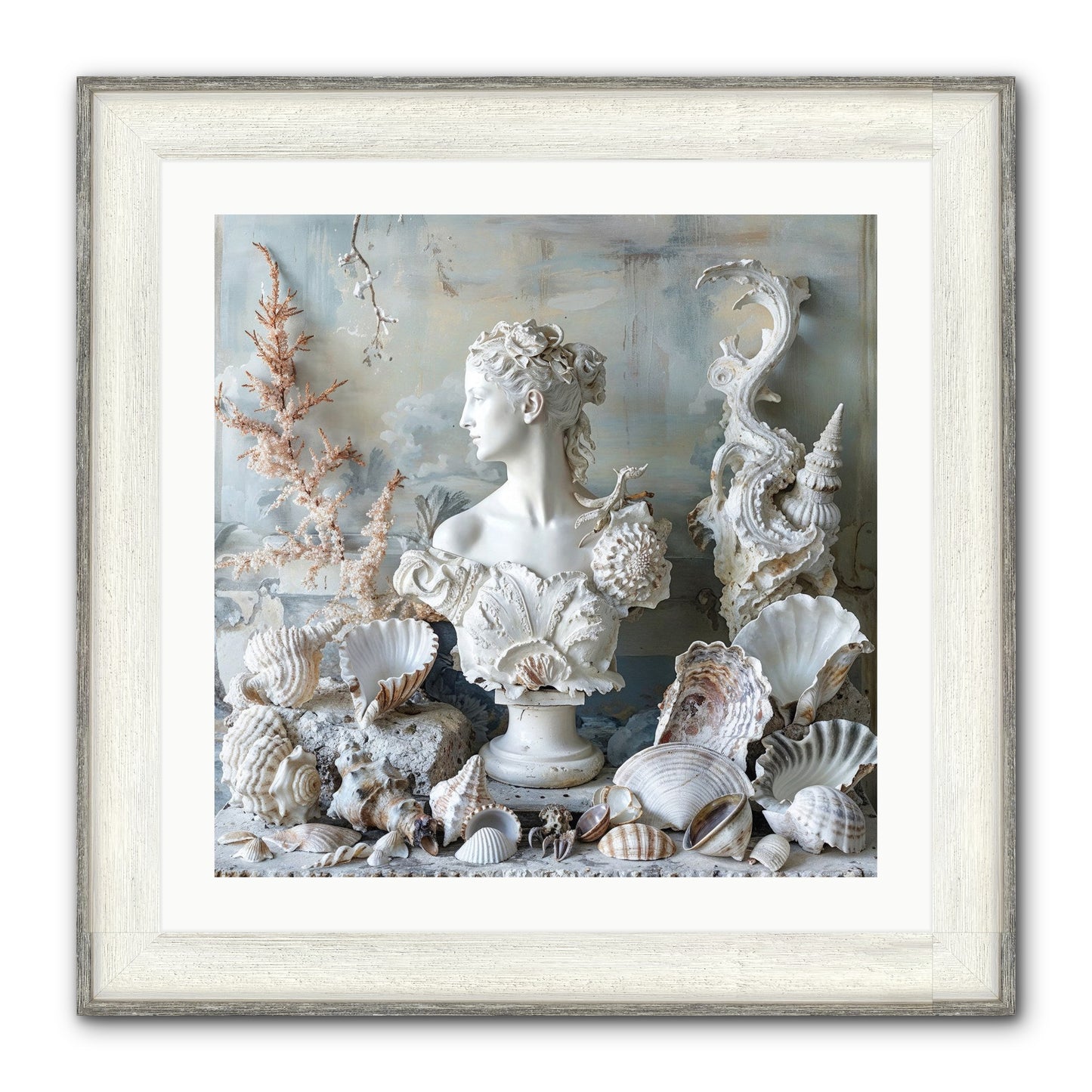 The Oyster's Opera Framed Print - Driftwood White 24x24
