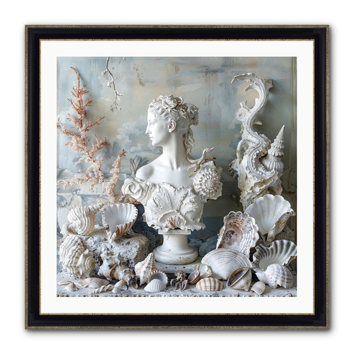 The Oyster's Opera Framed Print - Black & Gold 30x30