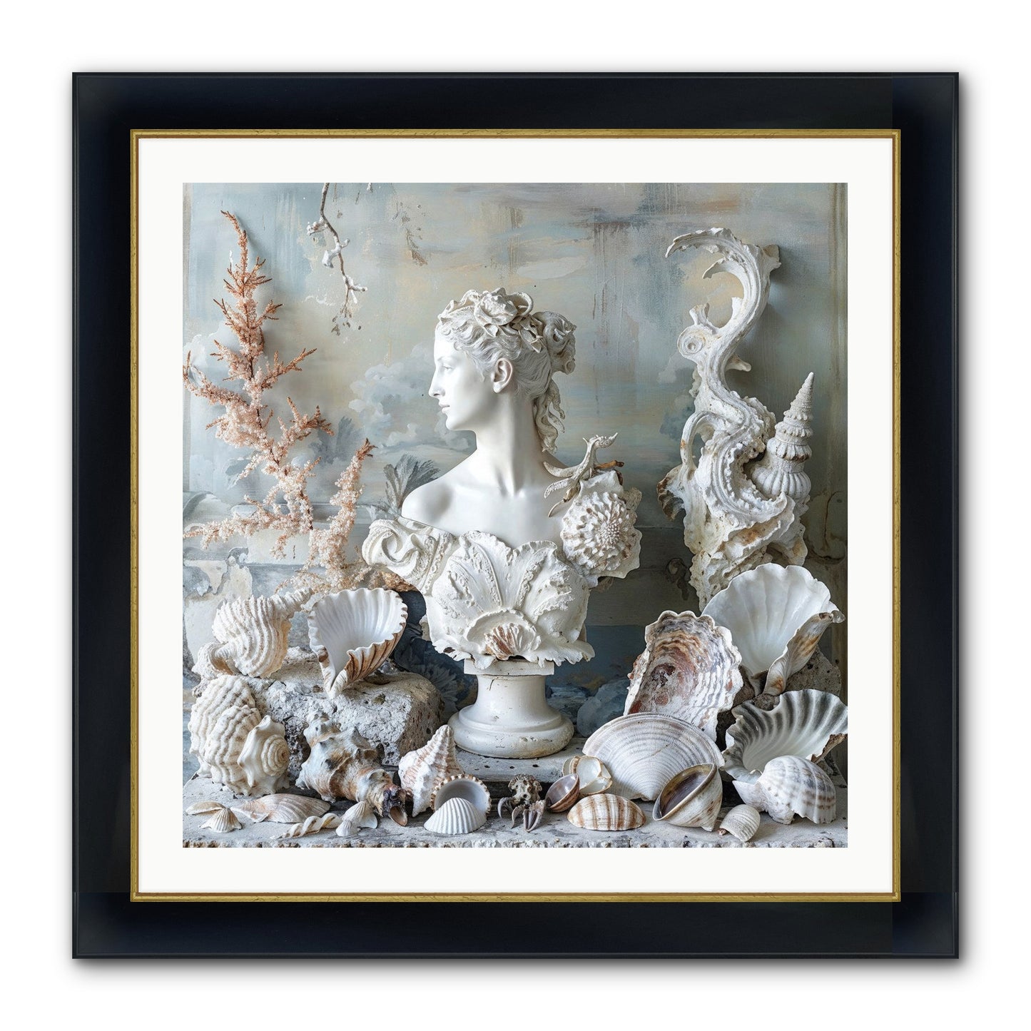 The Oyster's Opera Framed Print - Wide Black w/Gold 30x30