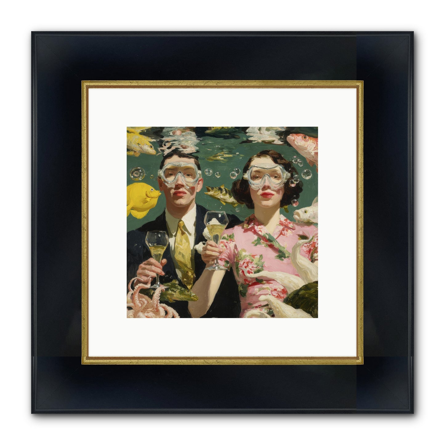 The Pale Velvet Passport Framed Print - Wide Black w/Gold 10x10