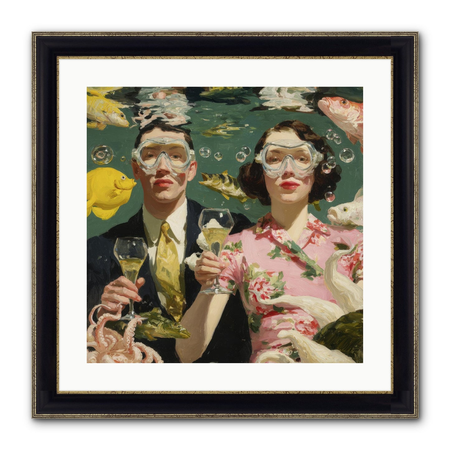 The Pale Velvet Passport Framed Print - Black & Gold 20x20