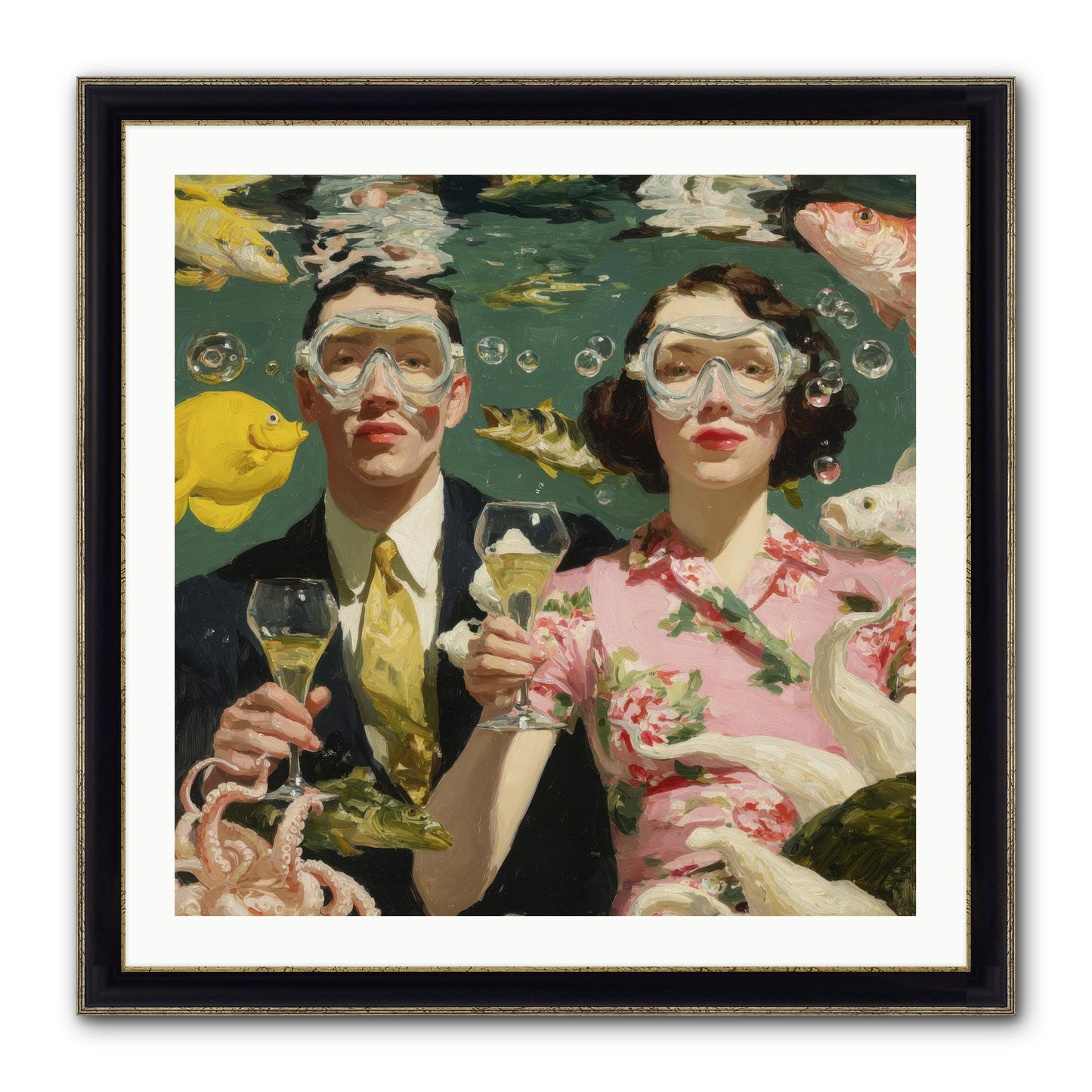 The Pale Velvet Passport Framed Print - Black & Gold 30x30
