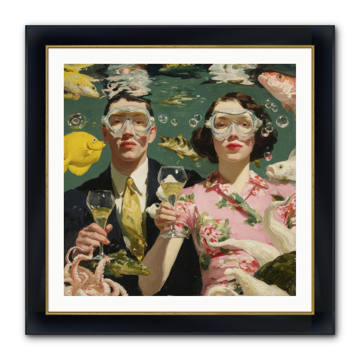 The Pale Velvet Passport Framed Print - Wide Black w/Gold 30x30