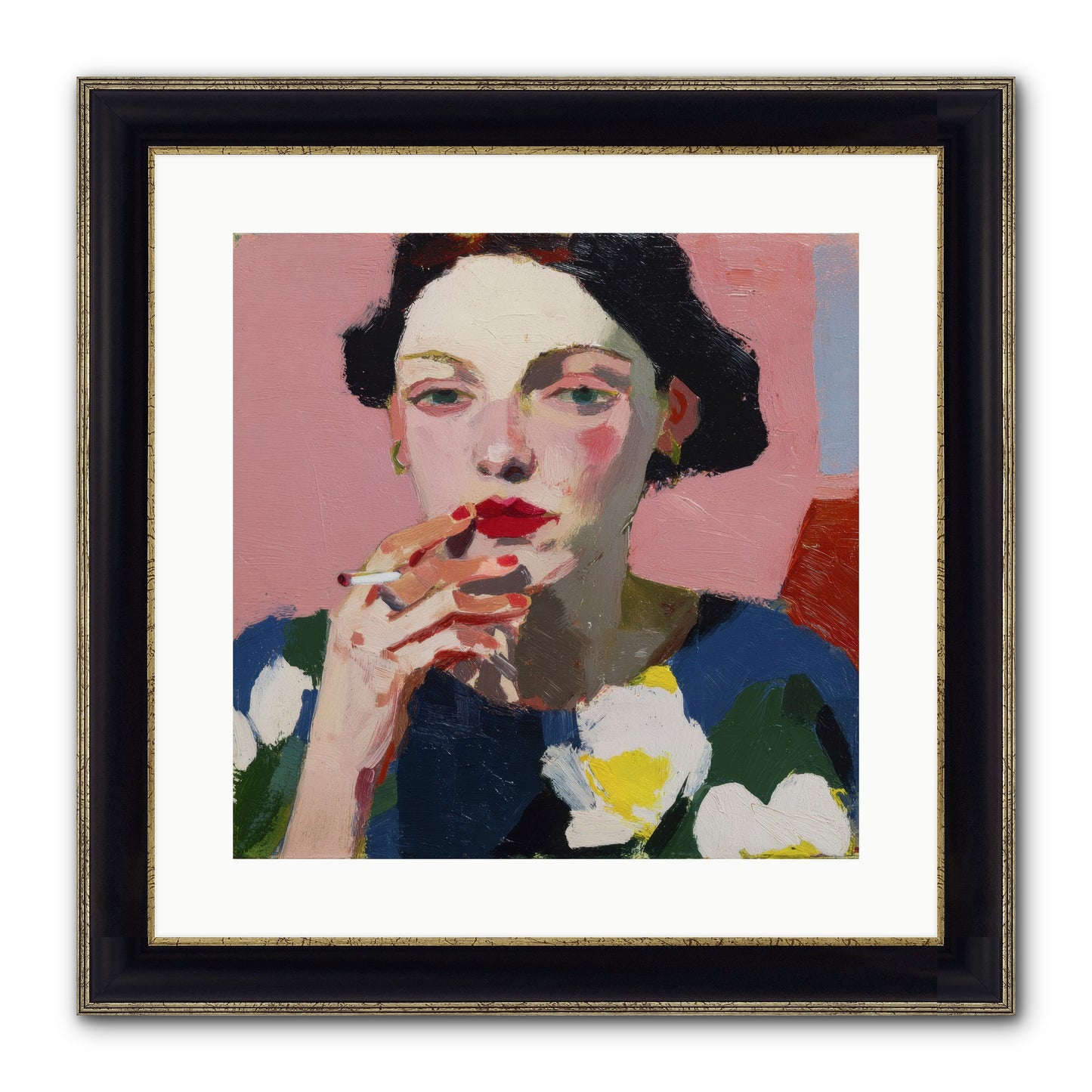 The Pause Between Framed Print - Black & Gold 16x16