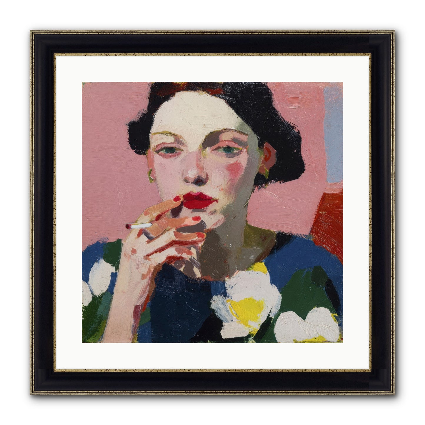 The Pause Between Framed Print - Black & Gold 20x20