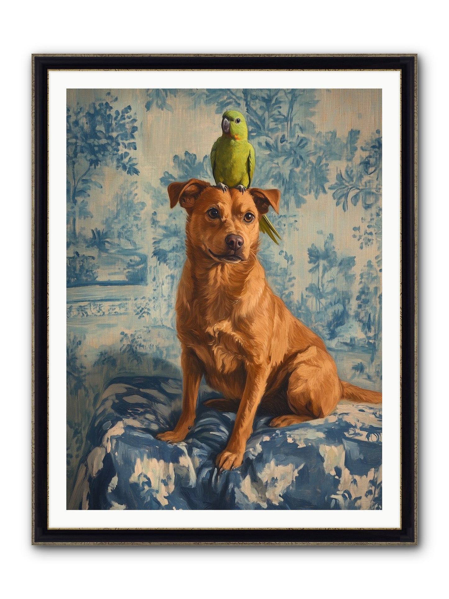 The Peculiar Perch Framed Print - Black & Gold 36x48