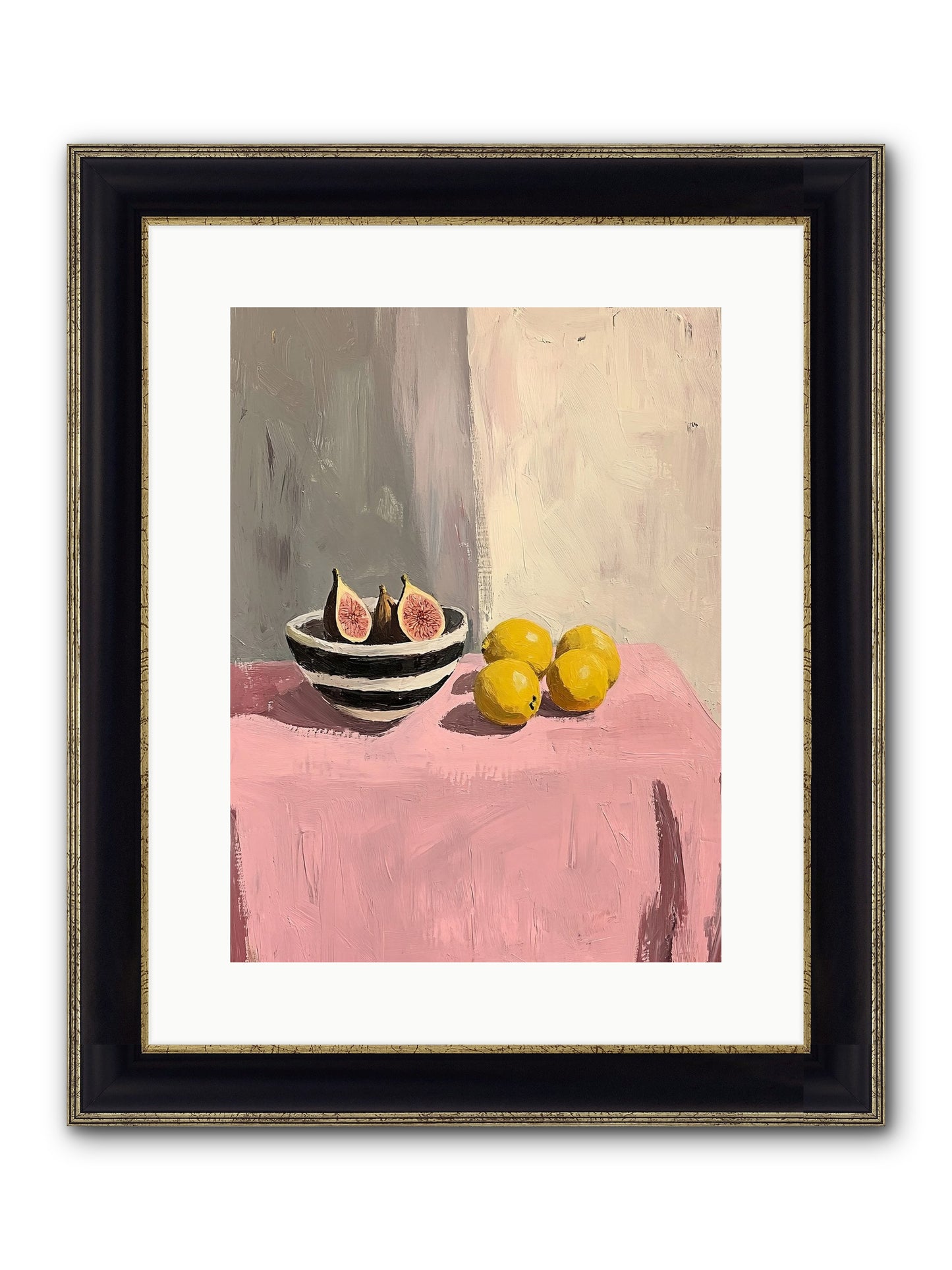 The Pink Cloth Framed Print - Black & Gold 12x16
