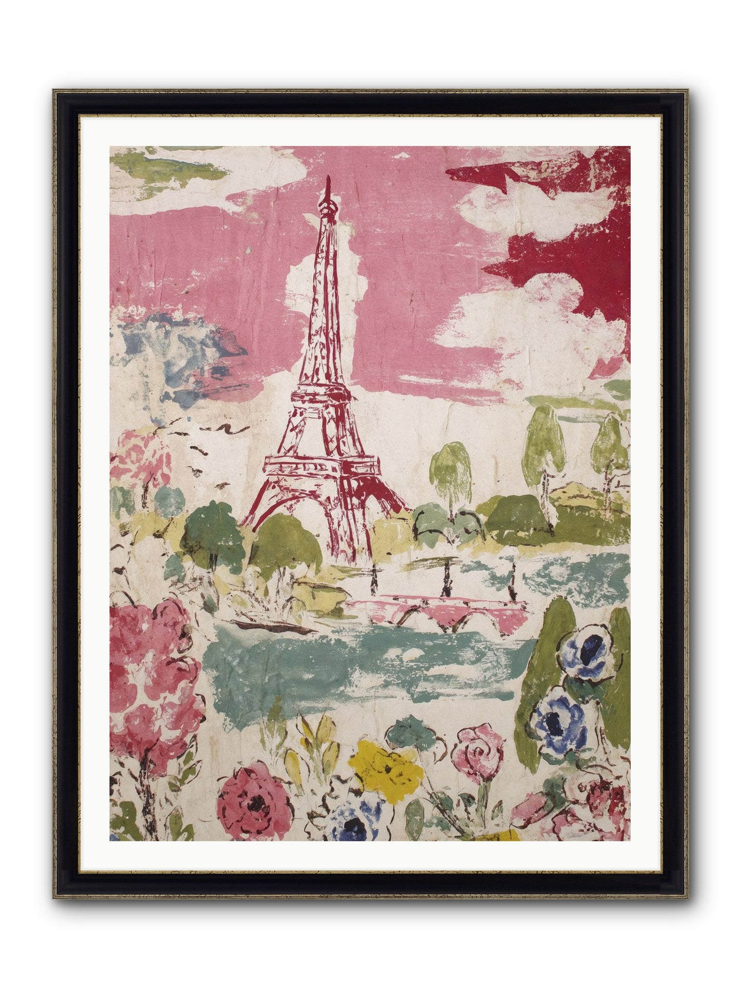 The Pink Hour Framed Print - Black & Gold 36x48