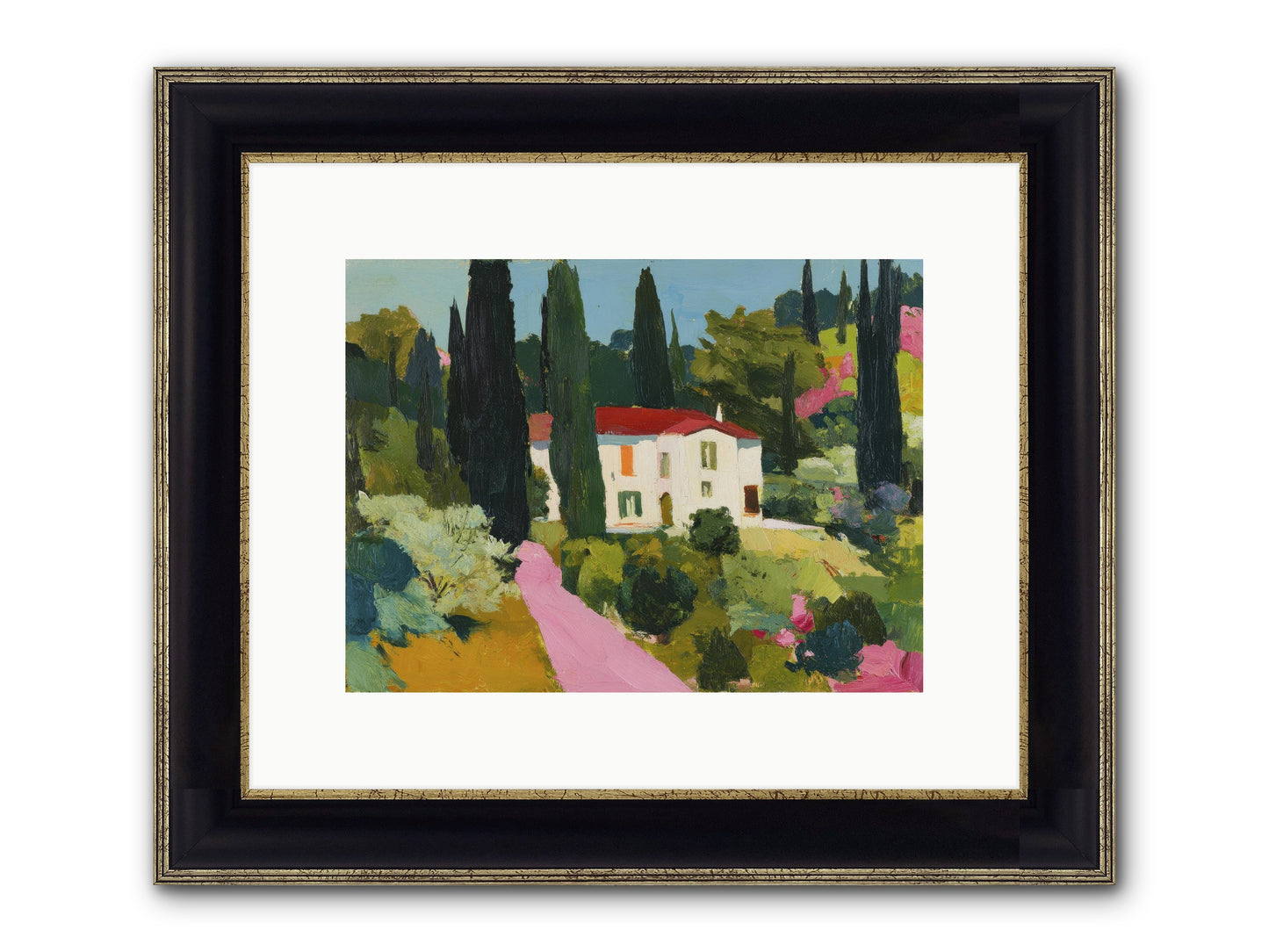 The Pink Path Framed Print - Black & Gold 12x9