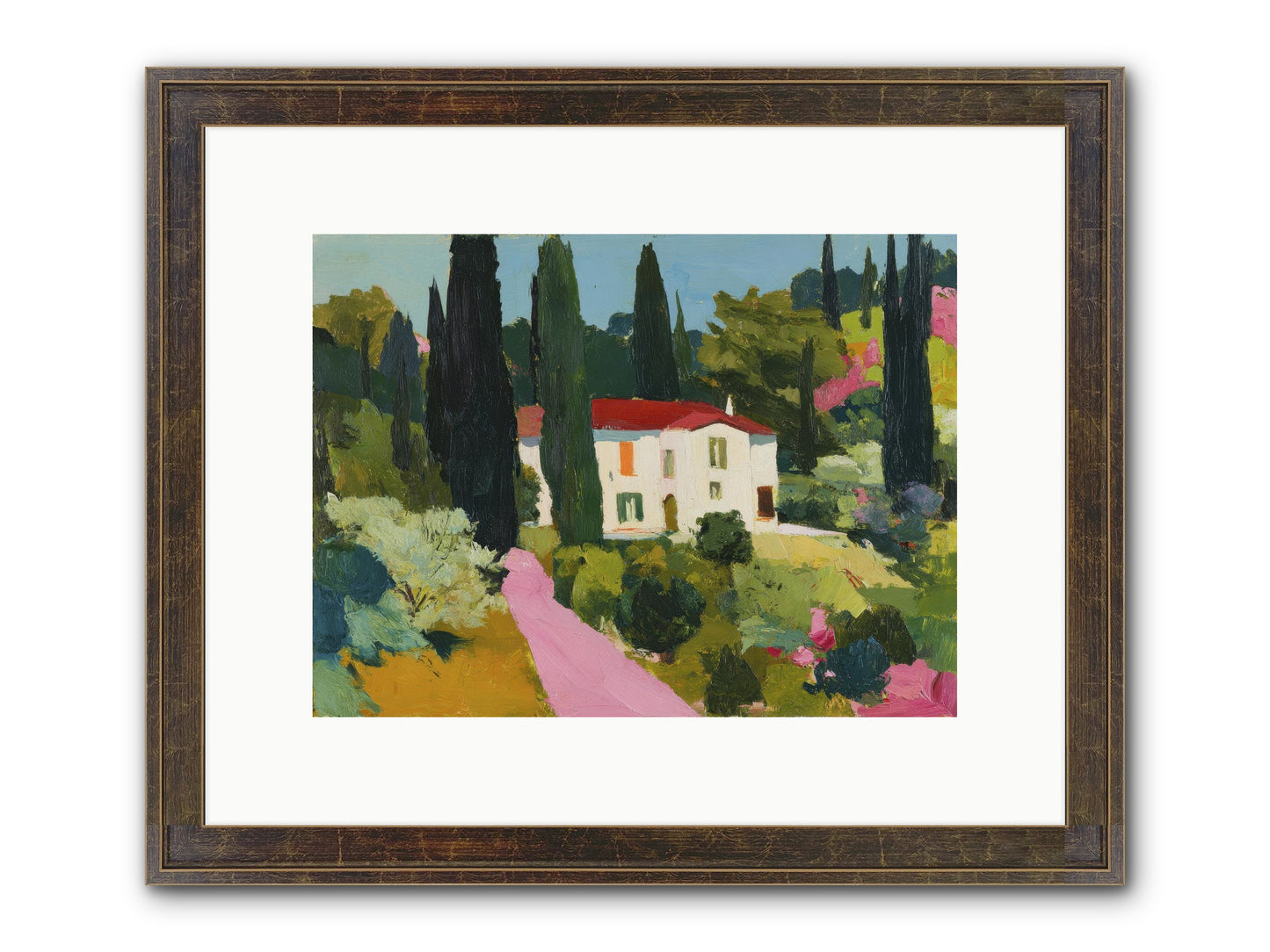 The Pink Path Framed Print - Slimwoods Black/Gold 12x9