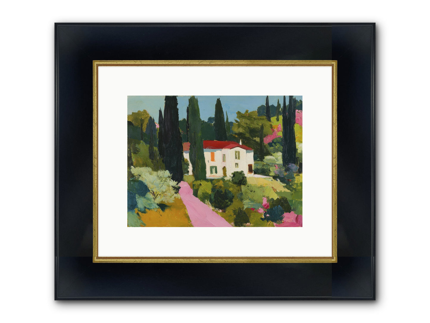 The Pink Path Framed Print - Wide Black w/Gold 12x9