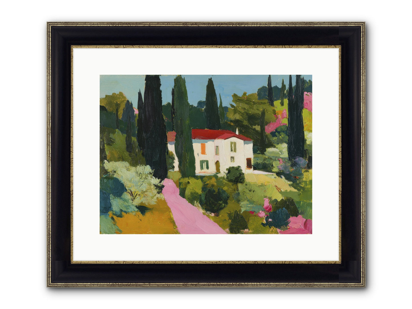The Pink Path Framed Print - Black & Gold 16x12
