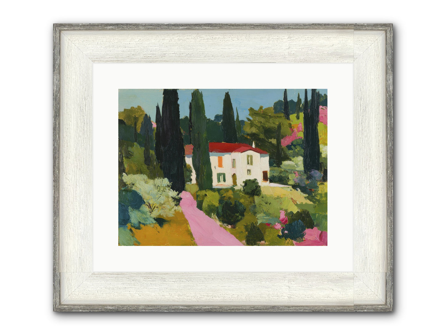 The Pink Path Framed Print - Driftwood White 16x12