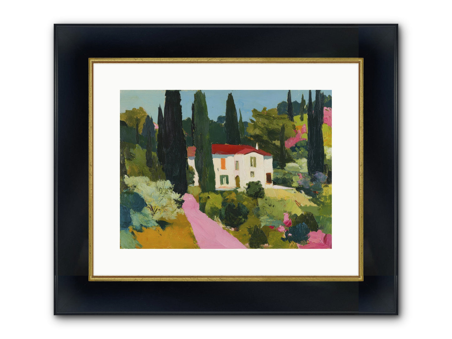 The Pink Path Framed Print - Wide Black w/Gold 16x12