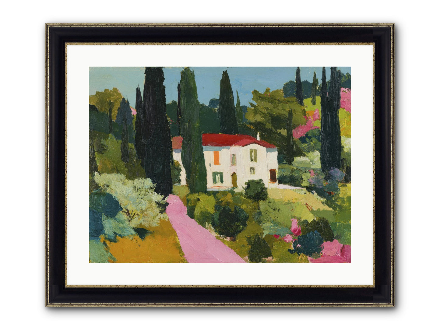The Pink Path Framed Print - Black & Gold 24x18